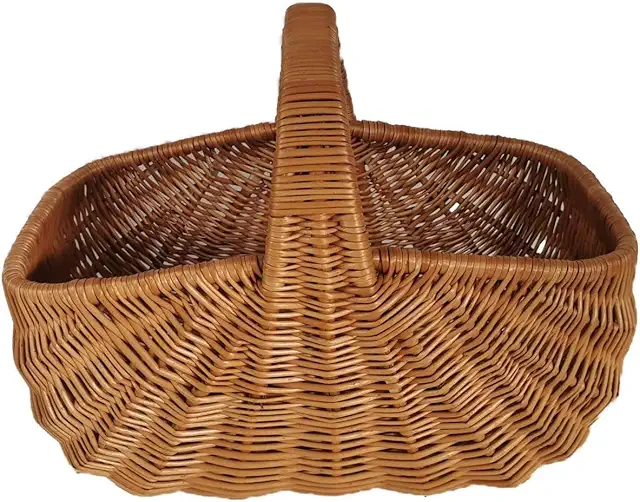 Einkaufskorb aus Weide Braun - Handgefertigter Picknickkorb 50x32x37 cm