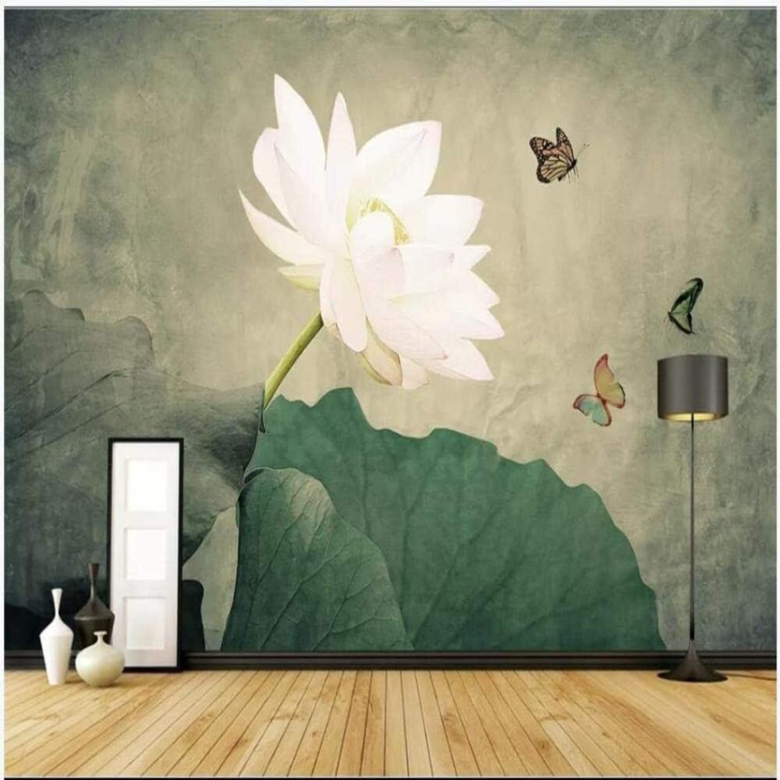 Papel pintado de hojas de loto XLMING para ocultar imperfecciones de la pared con textura 3D
