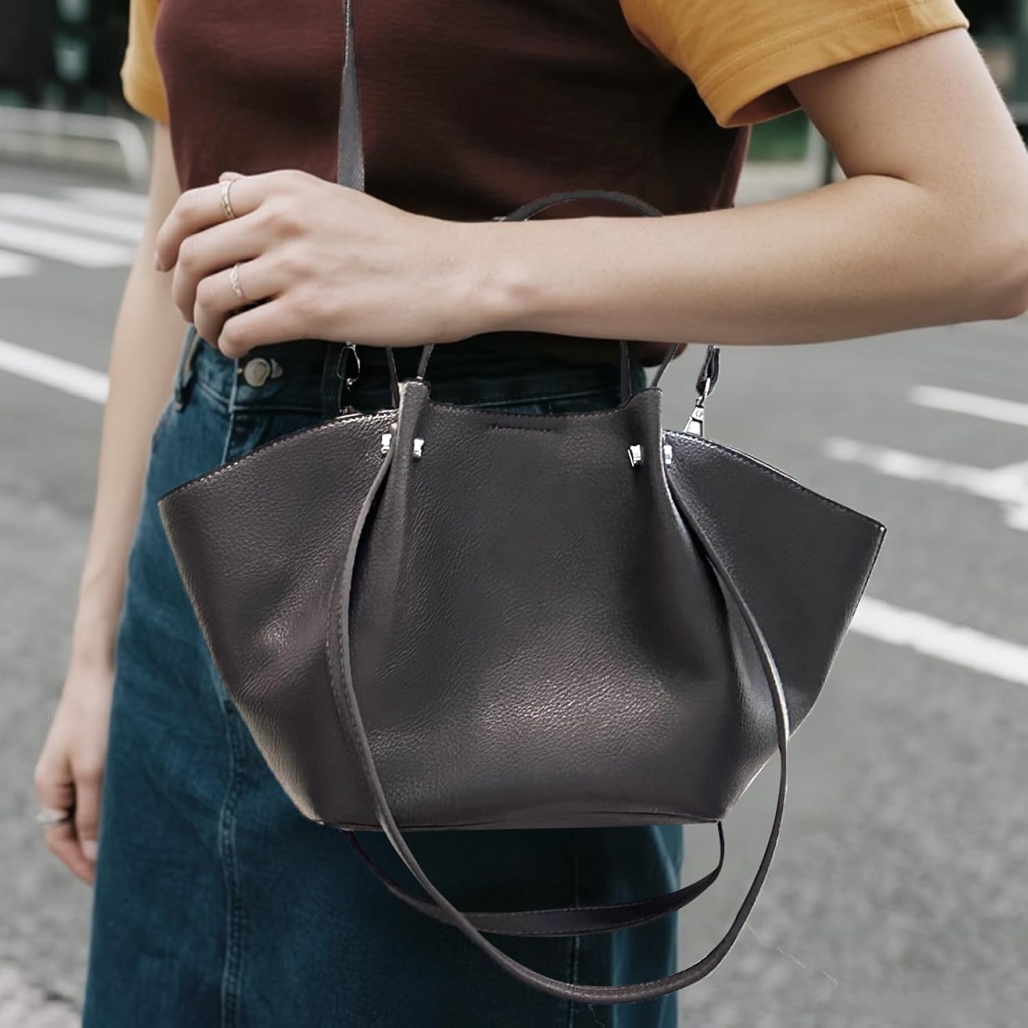 Women’s Tote Bag – Vegan Leather Shoulder Purse with Inner Pouch, Handbag for Work, Travel, Holiday Gift wait - Image 2