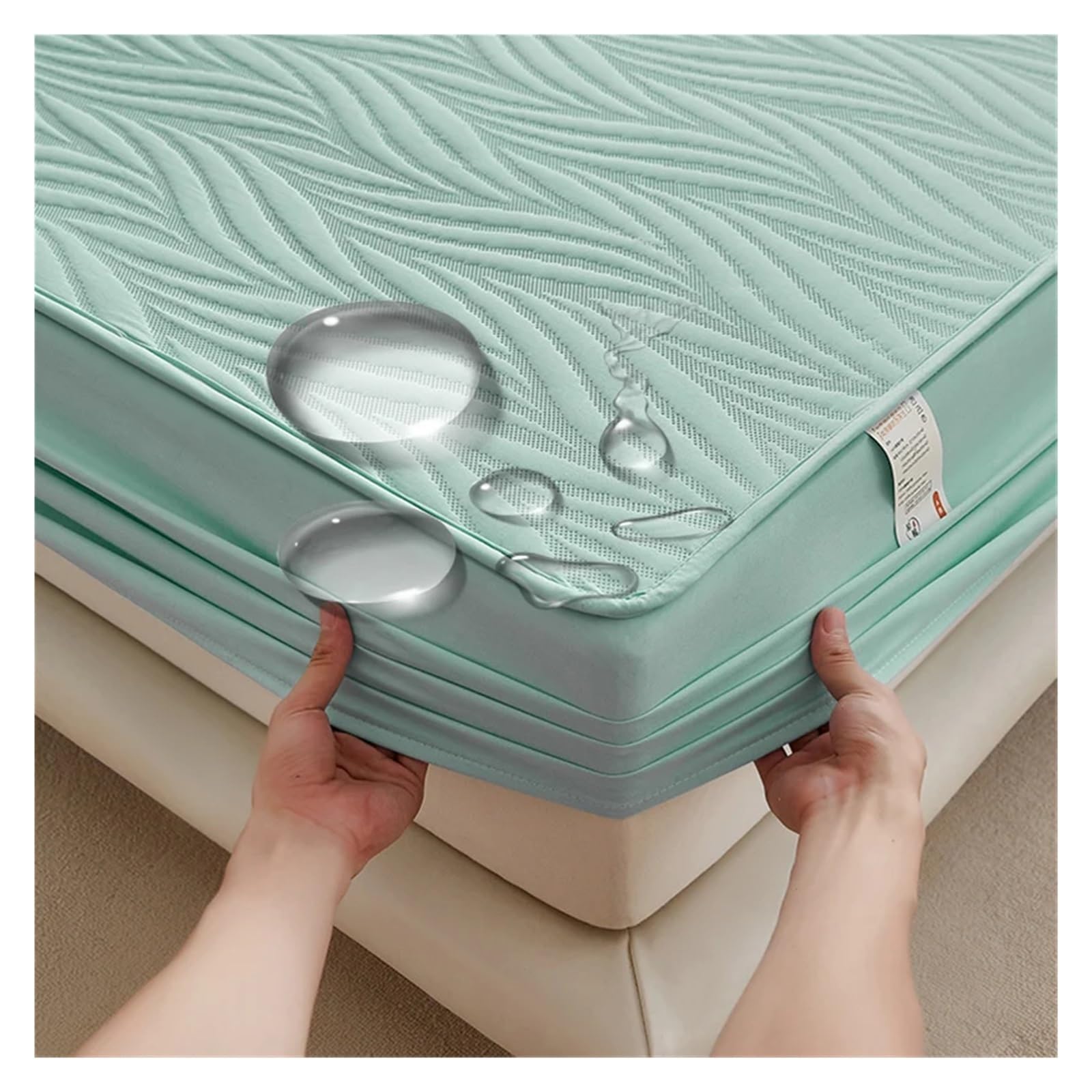 Funda de colchón Impermeable y Gruesa, Acolchada algodón, Funda Cama, Almohadilla, sábana Ajustable Agradable for la Piel, Protector para Cama(Pink,Twin 39x75x12in)