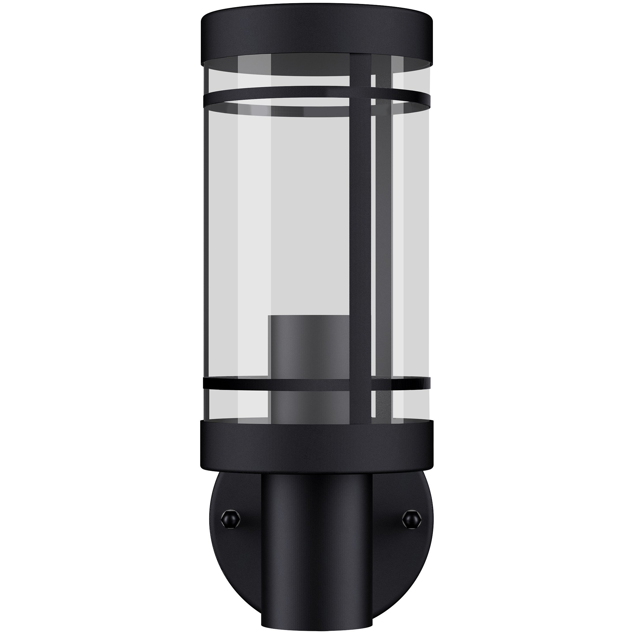 SSC-LUXon 2 Stück MIENTO Wandleuchte Laterne Aussen modern - Wandlampe schwarz wetterfest IP44 Lampenfassung für 1x E27 | Zwei Wandlaternen im Laternen-Design für Hauseingang & Garten - wetterfest IP44, rundum Licht, E27 Fassung, ohne Leuchtmittel