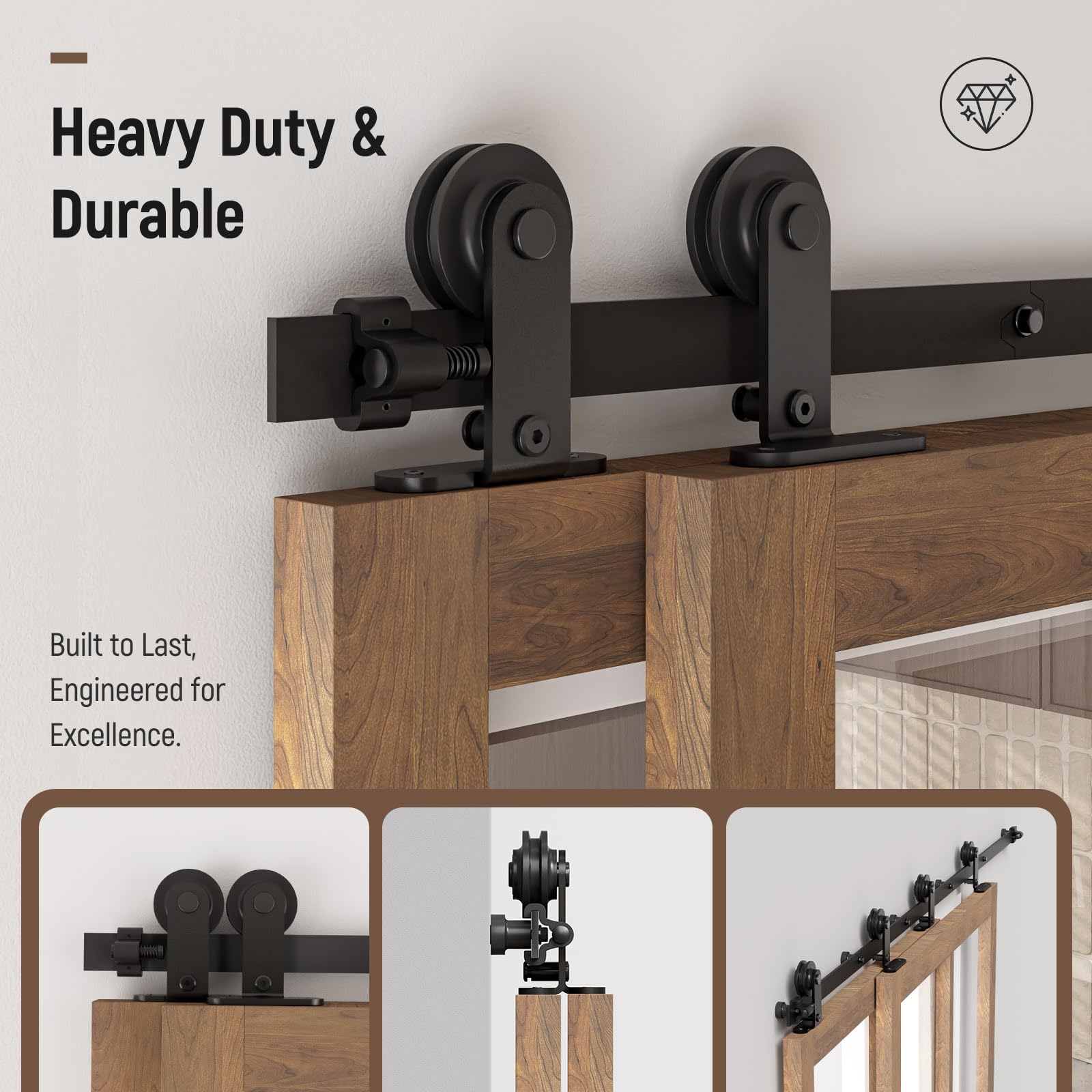 CCJH 11FT/335cm Sliding Barn Wood Door Closet Hardware Track Kit Track - View #12