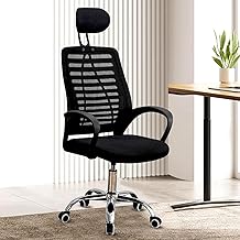 Casa Copenhagen,Mesh Office Desk Chair,Rocking Chairs Ergonomic Computer Chair Adjustable High with Headrest and Comfortable Armrest Swivel Chair - Rich Black & Black Handle