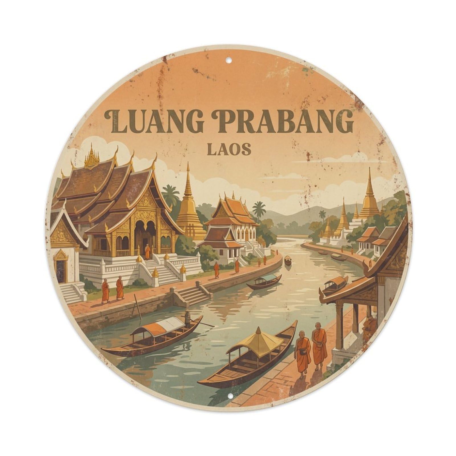 Travel Retro Laos Luang Prabang Metal Tin Sign