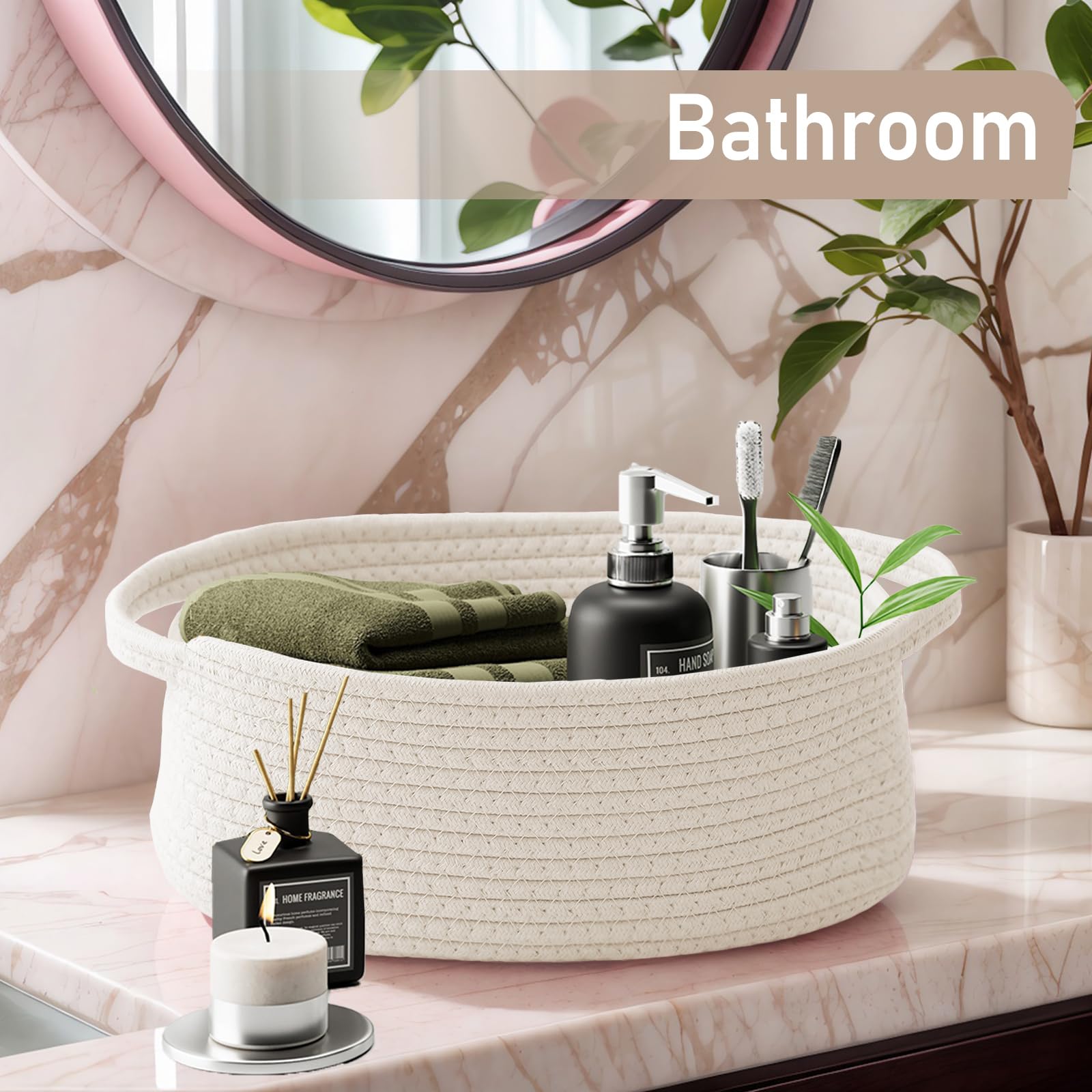 Small Woven Basket - White Gift Basket -8