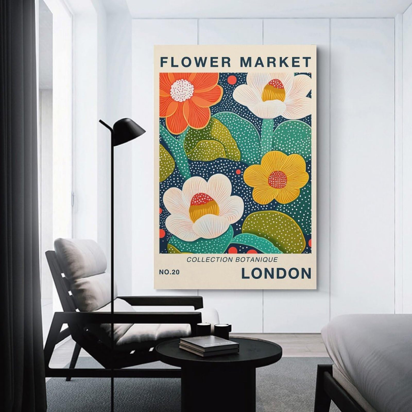 Junmoney London Flower Market Poster Wall Picture Print 20x30inch(50x75cm), for Lounge Decor, Offices Or Entryway Styling, A Flexible Wall Accent for Shared Spaces
