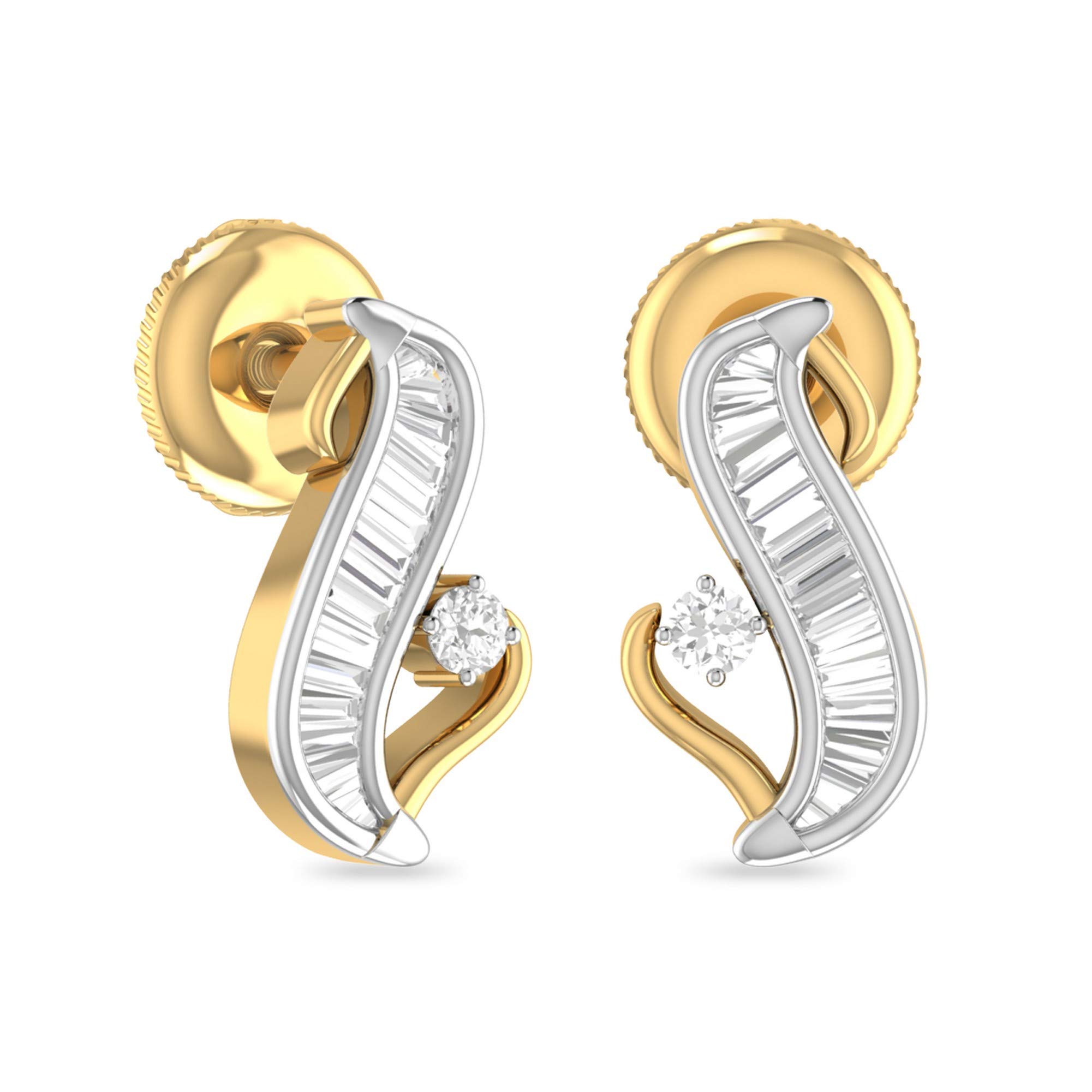 pc jeweller Yellow Gold and Diamond Stud Earrings for Women-picture-48