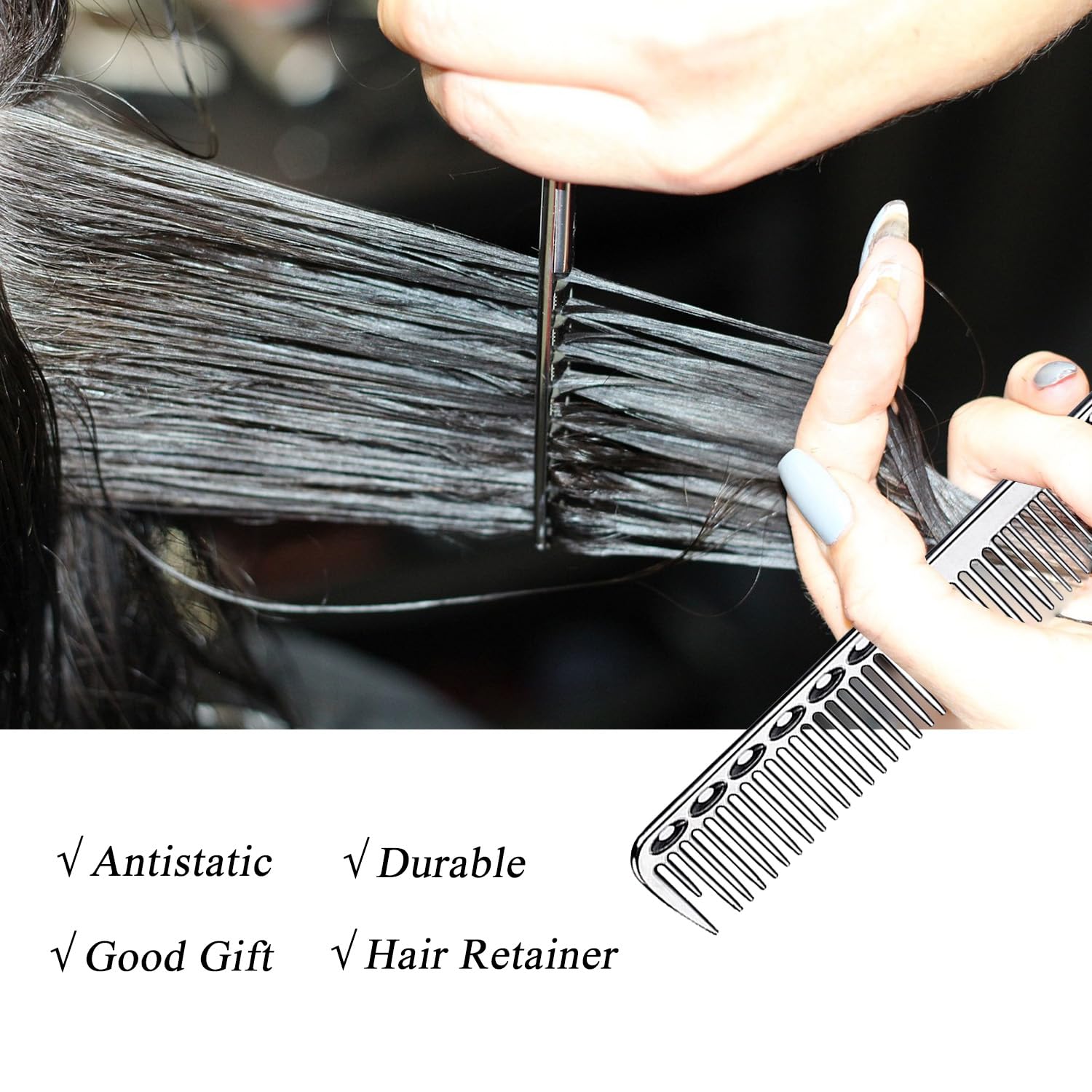 GMYIAK Hairdressing Comb Set, 2 pcs Metal Salon Combs, Heat Resistant Anti-static Haircutting Comb - Image 4