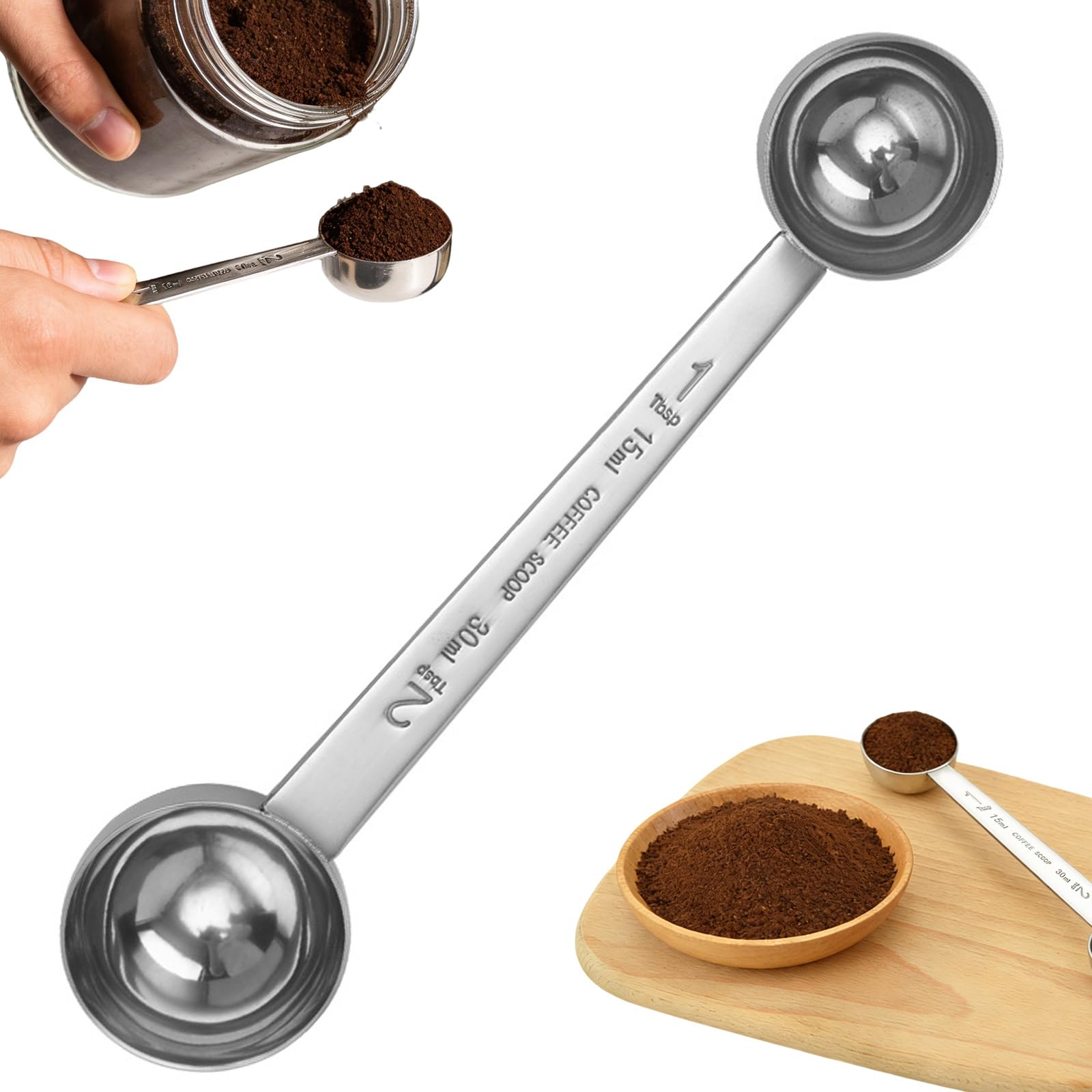 RLMVGBX Protein Powder Scoop, Dual-Ended Stainless Steel, 30 g and 15 g