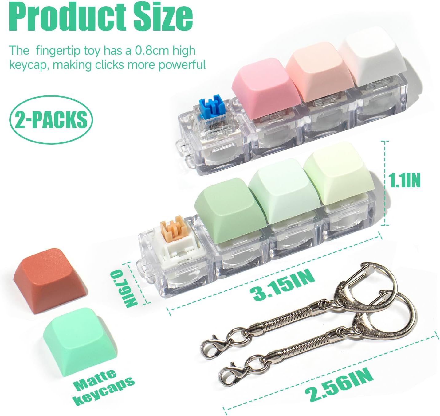 Keyboard Fidget Toy - 2Pcs Fidget Keyboard Keychain Keyboard Clicker Fidget Toy Stress Relief Keyboard Fidget Clicker