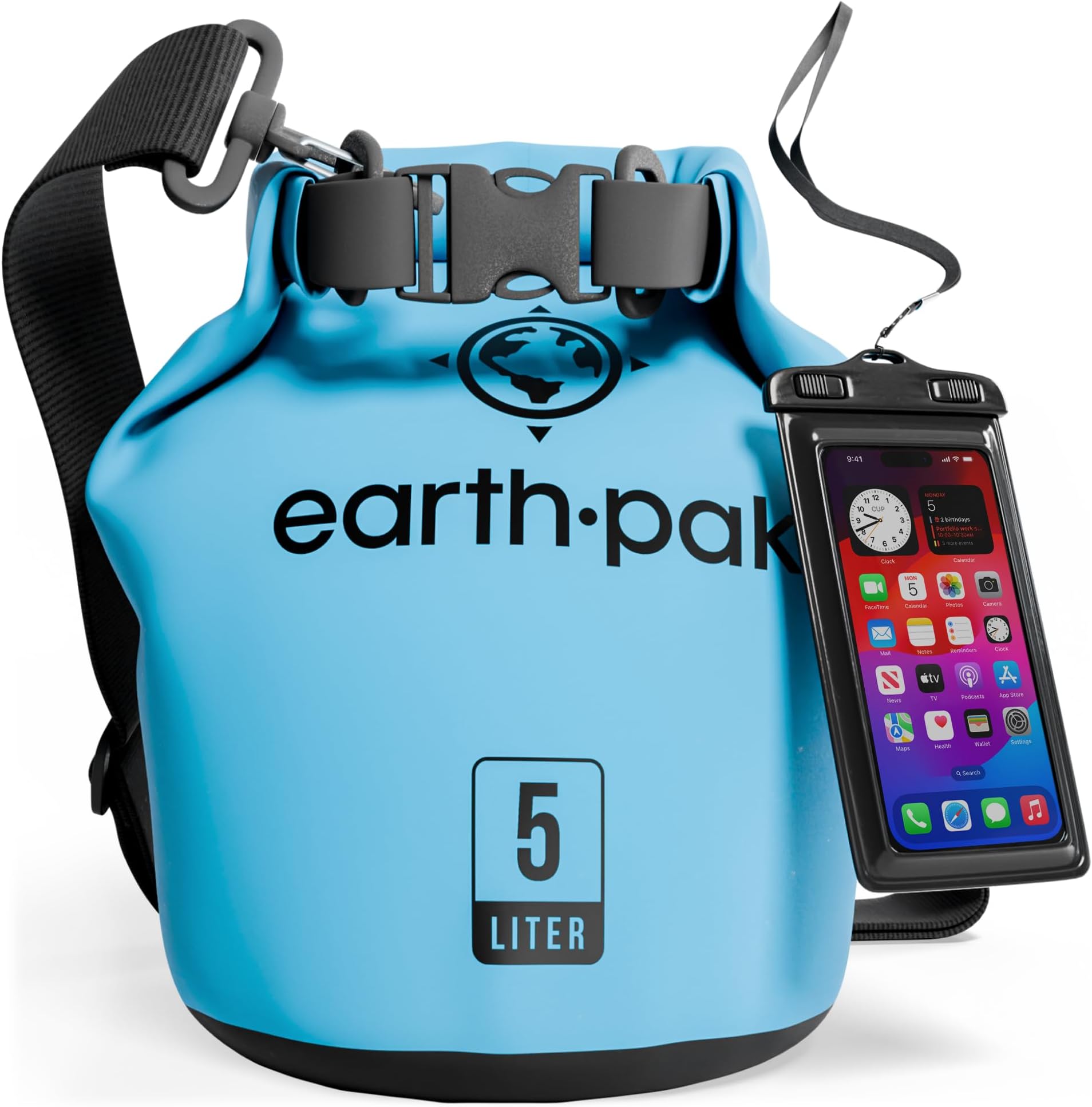Earth Pak -Waterproof Dry Bag - Roll Top Dry Sack Keeps Gear Dry for Boating, Hiking, Camping and Fishing with Waterproof Phone Case