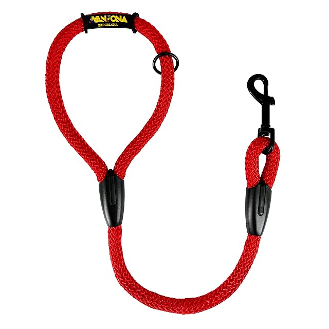 Correa Corta de Cuerda para Perros. Rojo, 60 cm