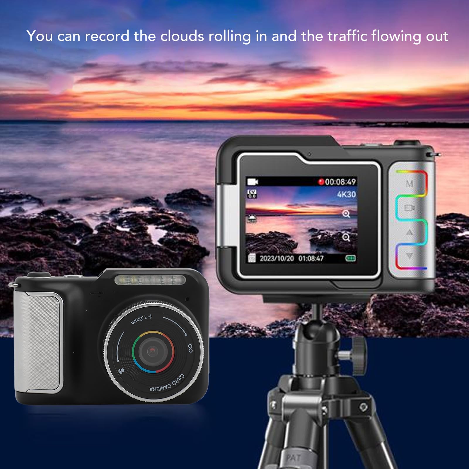 Fotocamera Digitale 4K da 48 MP, Visione Notturna, Time Lapse, Webcam, Rallentatore per Fotografia, Vlogging, Streaming Live