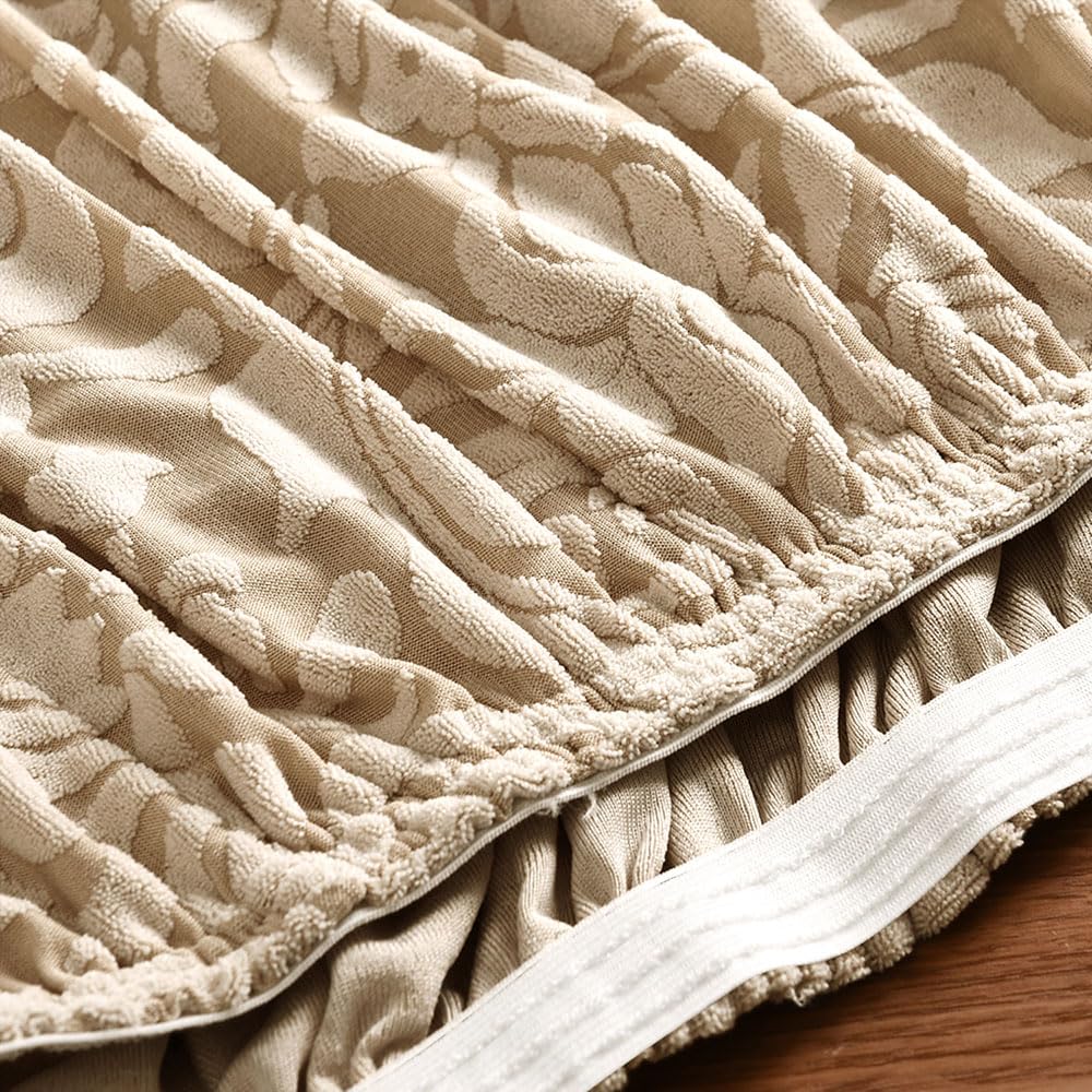 Odot Coprisedie con Schienale 1 2 4 6 Pezzi, Jacquard Vintage Coprisedia Elasticizzati Copri Sedia da Cucina Rimovibili, Lavabili Copri Sedia per Soggiorno (6 Pezzi,Cachi)