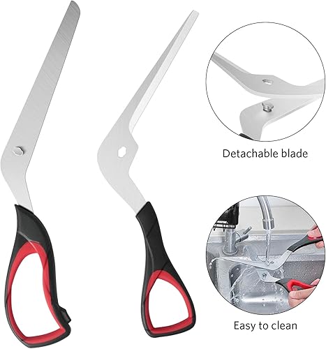 Miniatura 3 de Asdirne Tijeras para pizza, cortador de pizza con hoja desmontable ultra afilada y agarre suave ergonómico, 10.3 pulgadas, negro y gris