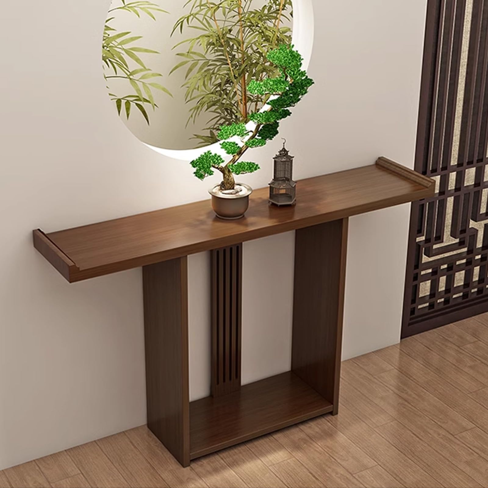 Mesa de entrada de dos niveles para pasillos estrechos y recibidores