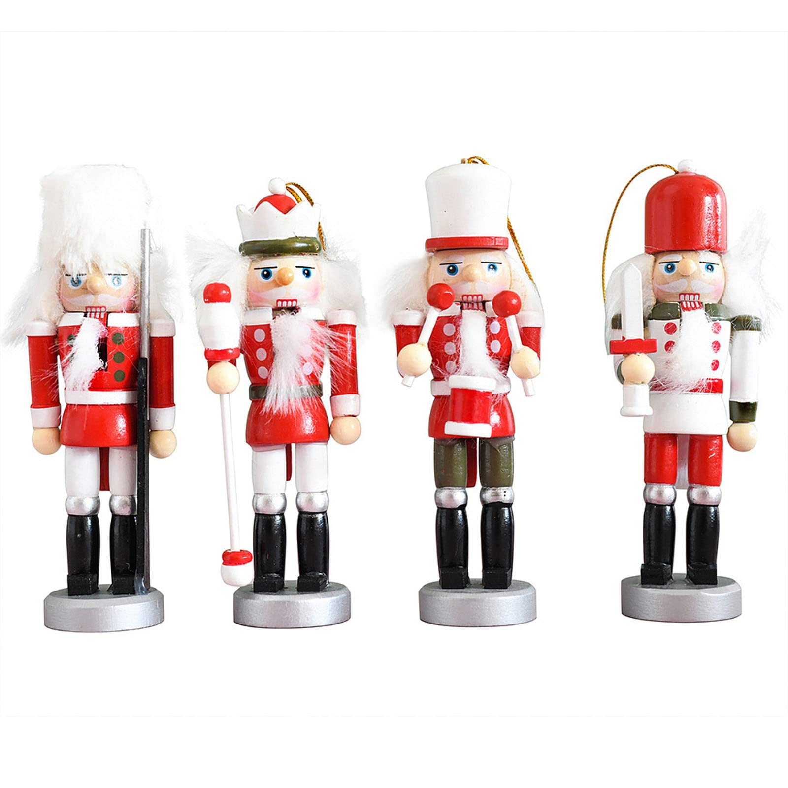 Jazuaiao 4 Pcs Wooden for Doll Miniature Soldiers Figure Table Puppet for Doll Ornaments Home Christmas Decor Gif Wooden Soldier Toy Table Puppet