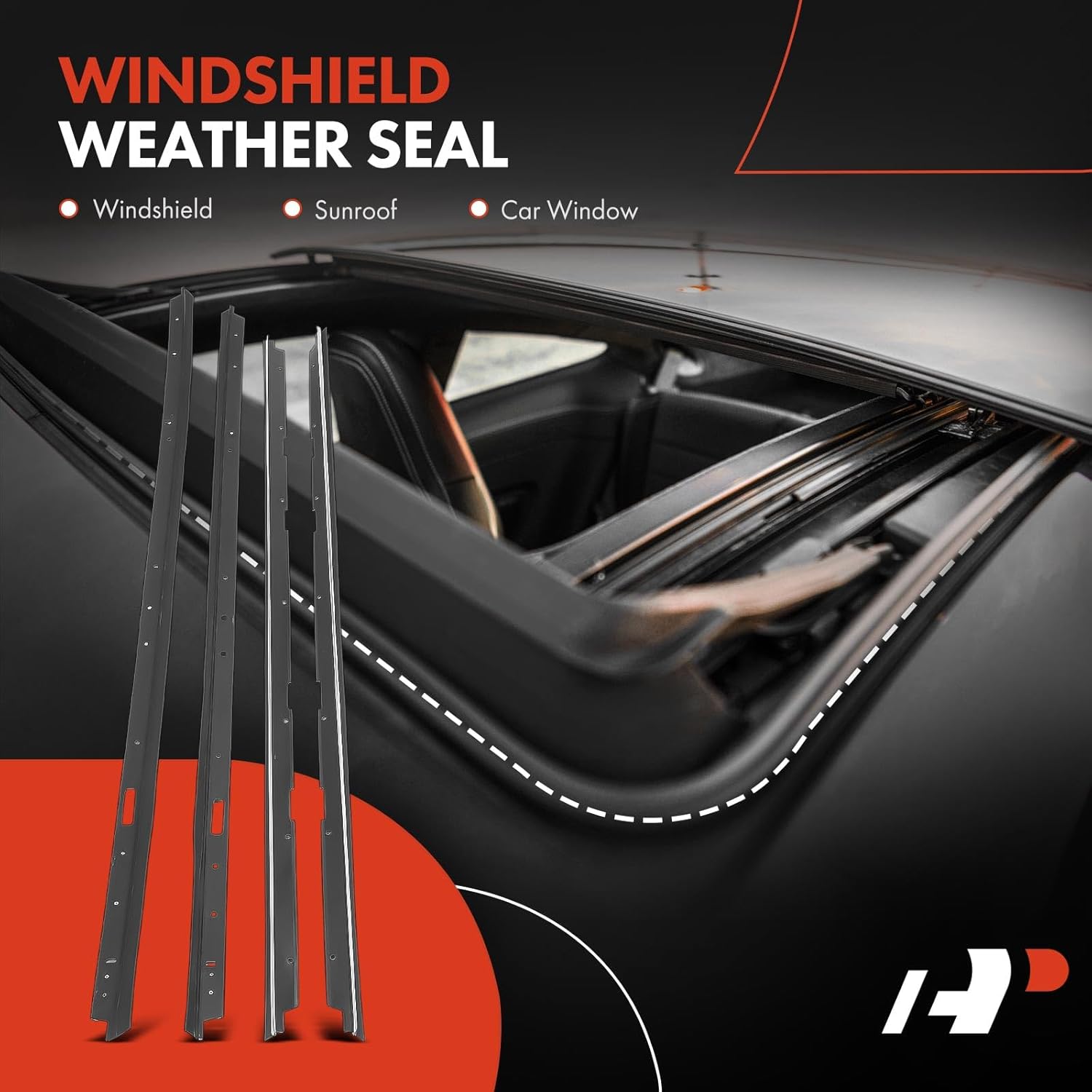 A-Premium 4PCS Inner and Outer Window Molding Trim Weather Stripping Kits Compatible with Chevrolet Monte Carlo 1981-1988, Without Molding, with Chrome Bead