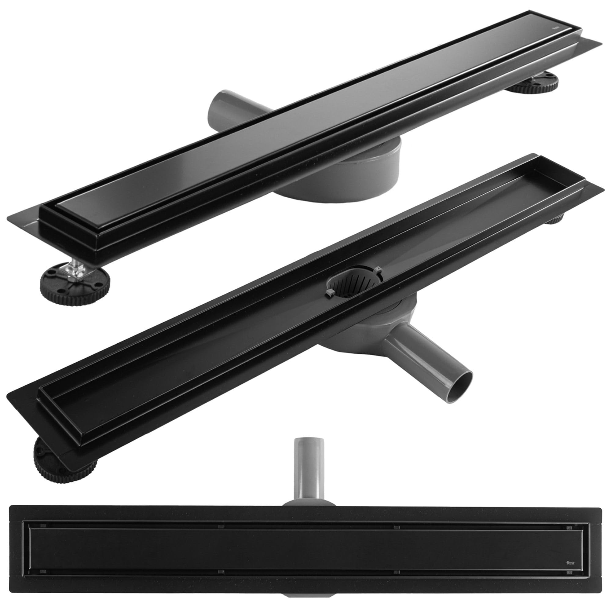 Rea Neox Pro Black Matt 100 Linear Drain Stainless Steel Shower Drain Siphon Floor Drain for Bathroom Floor Drain Shower (Matte Black)