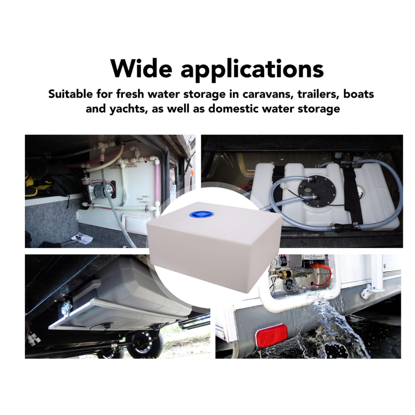 Lebensmittelechter LLDPE 33 Gallonen RV-Wassertank, Keine Schweißnähte, Versiegeltes Design mit Individuellen Öffnungen für Wohnmobile, Anhänger, Wohnmobile, Boote