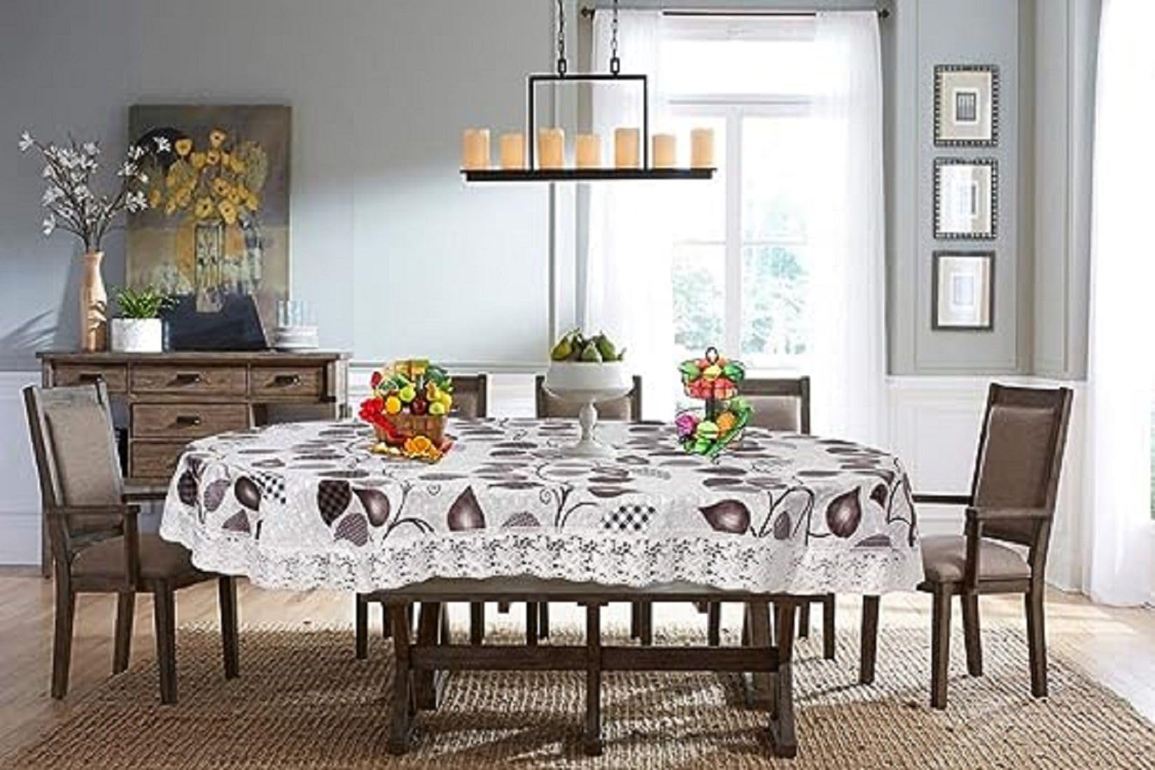 ZITIN 6 Seater Oval Dining Table Cover 60x90 Inches or 152x228 Cm Material - PVC Shape - Oval Pack of 1 Anti Slip Grey Bella-image-43