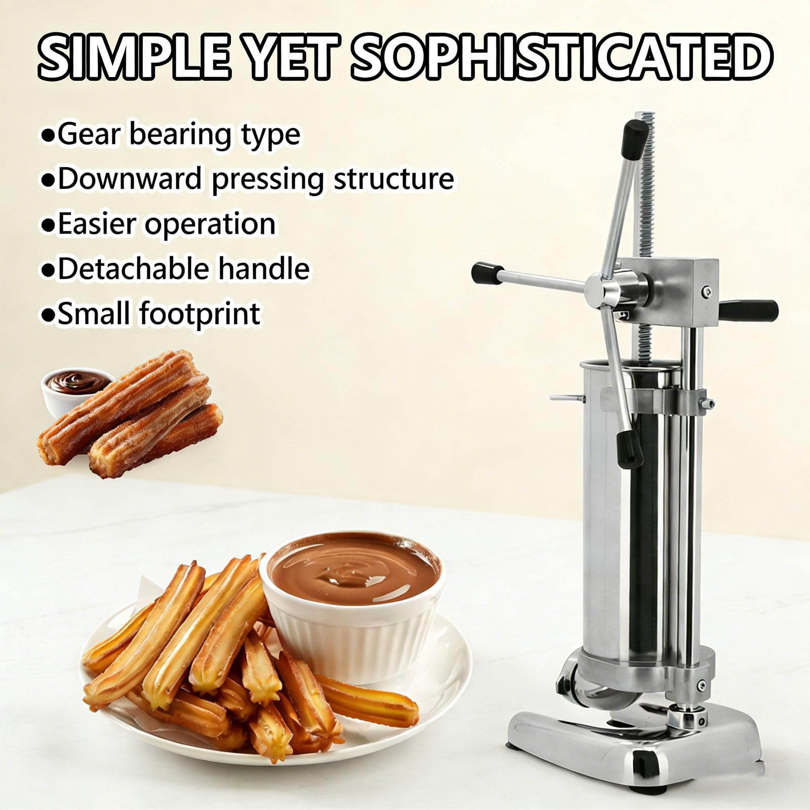 Machine à Churros en Acier Inoxydable - Appareil Manuel Churrera pour Pâtisseries Espagnoles Maison 2L