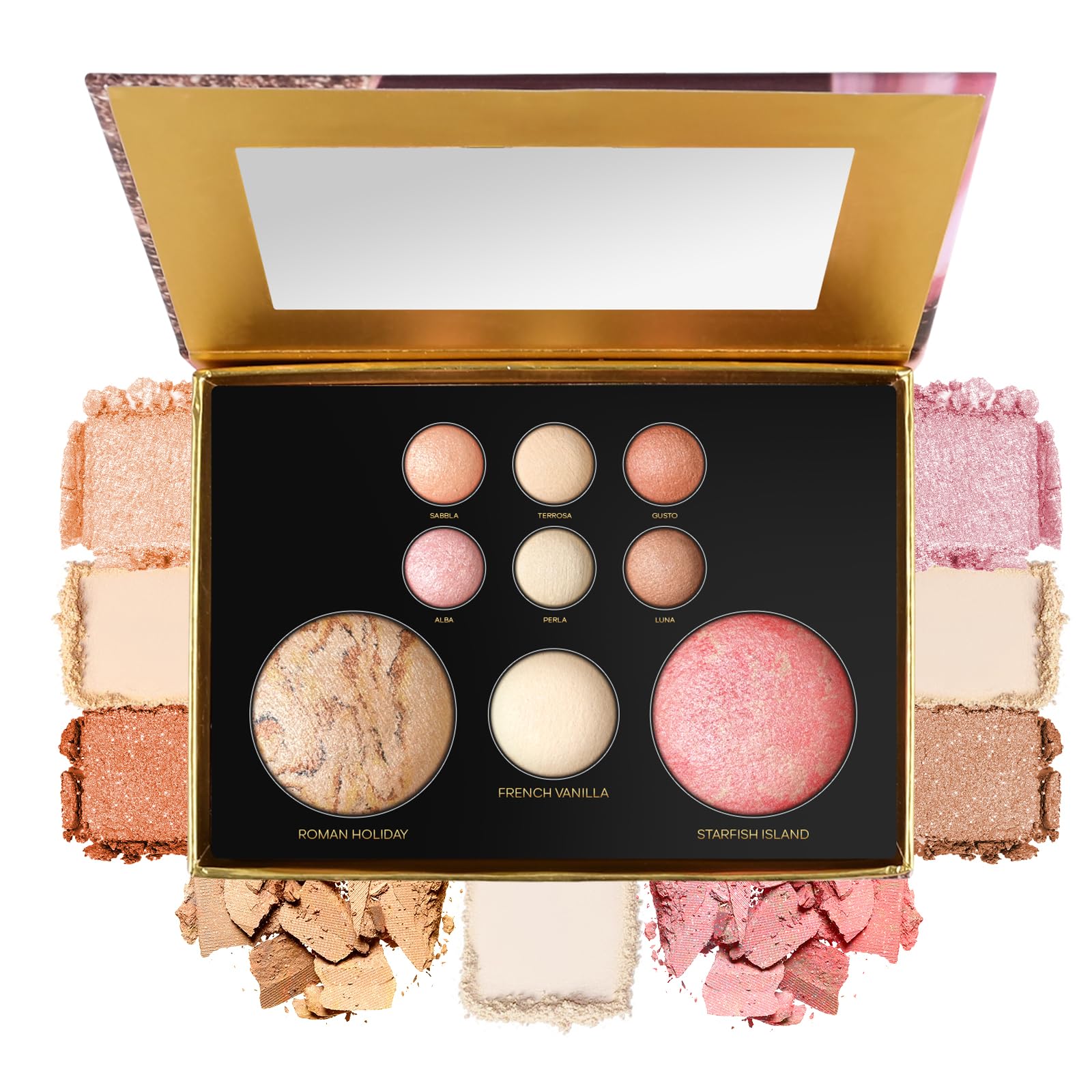 All in One Baked Makeup Palette, Full Size Baked Powder Palette with Blush, Bronzer, Highlighters and Eyeshadows, Travel-Friendly Compact, Neutral Pigmented Colors, Gift Set for Women-01