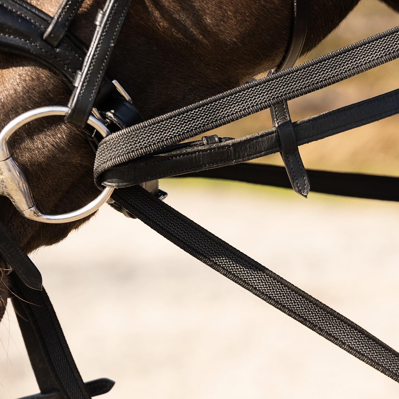 NETPROSHOP Schlaufzügel Basic mit Gummi durchwebt für mehr Griffigkeit schwarz Pony und Full, Groesse:Pony