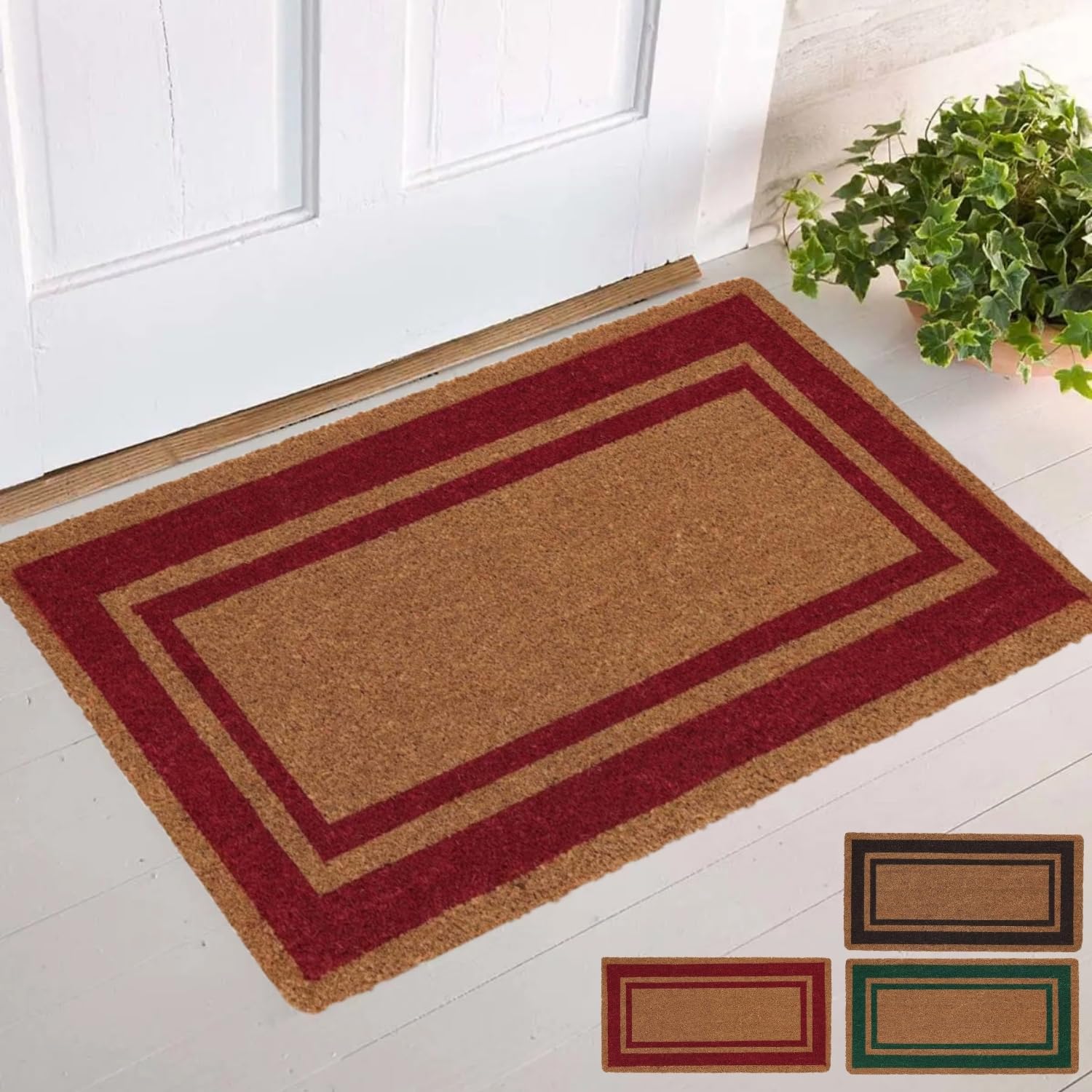 parpyon® Zerbino ingresso casa esterno Classico CM 40X80 in Cocco Naturale con fondo ANTISCIVOLO Tappeto entrata per esterno ed interno tappeti moderni (CM 40X80, Bordo-2R)