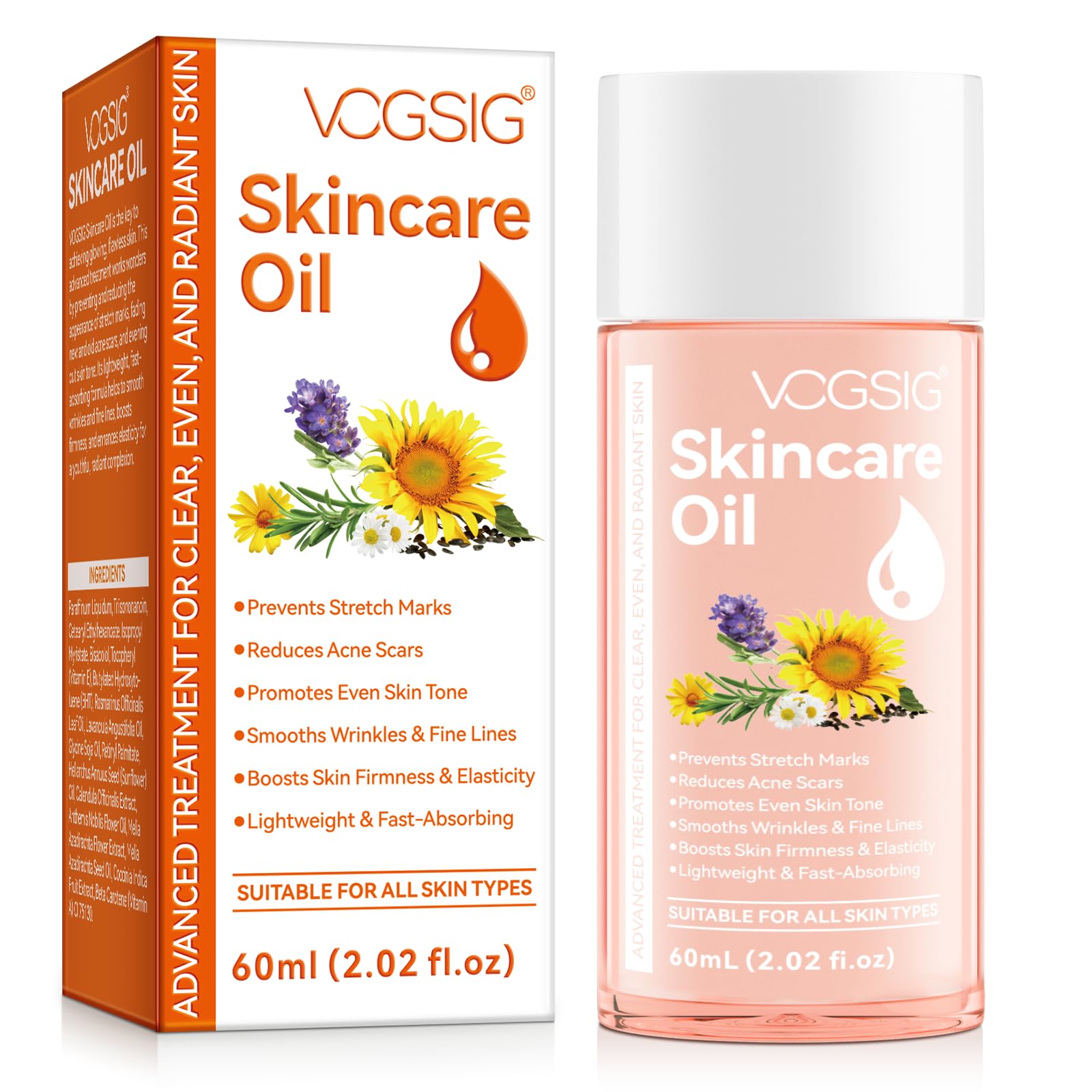 Skincare Oil, Skincare Body Oil Serum for Scars and Stretchmarks, Face Moisturizer Dry Skin, Non-Greasy, Dermatologist Recommended, Non-Comedogenic, For All Skin Types, with Vitamin A, E