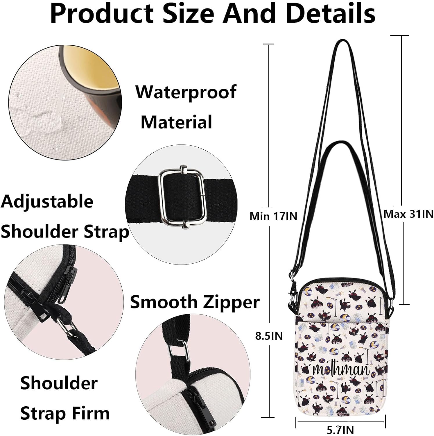 G2TUP Cryptid Creature Crossbody Bag Folklore Monster Themed Gifts Red-eyed Cryptid Lover Gift Creepy cryptid Shoulder Bag - Image 4