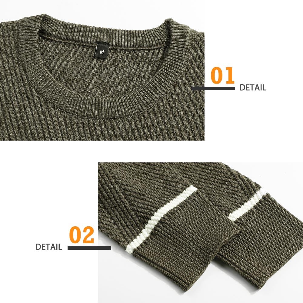 Genfien Maglione Uomo Invernali Maglia Girocollo Knit Crew Maglia Maglione Pullover a Manica Lunga Invernale Tenere Caldo