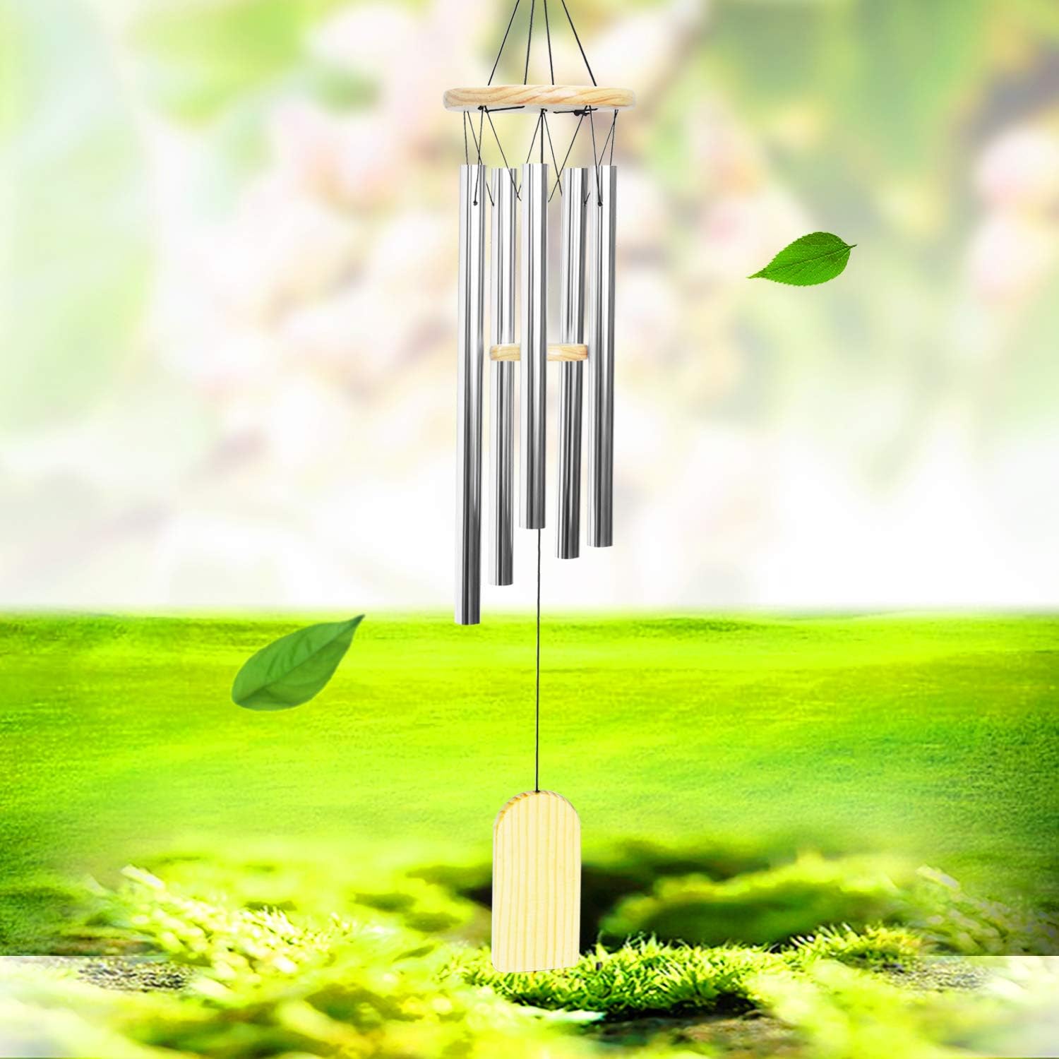 BWinka 31.5in Relaxing Large Alloy 5 Tube Windchime for Outdoor Garden and Home Decor Gift S hook