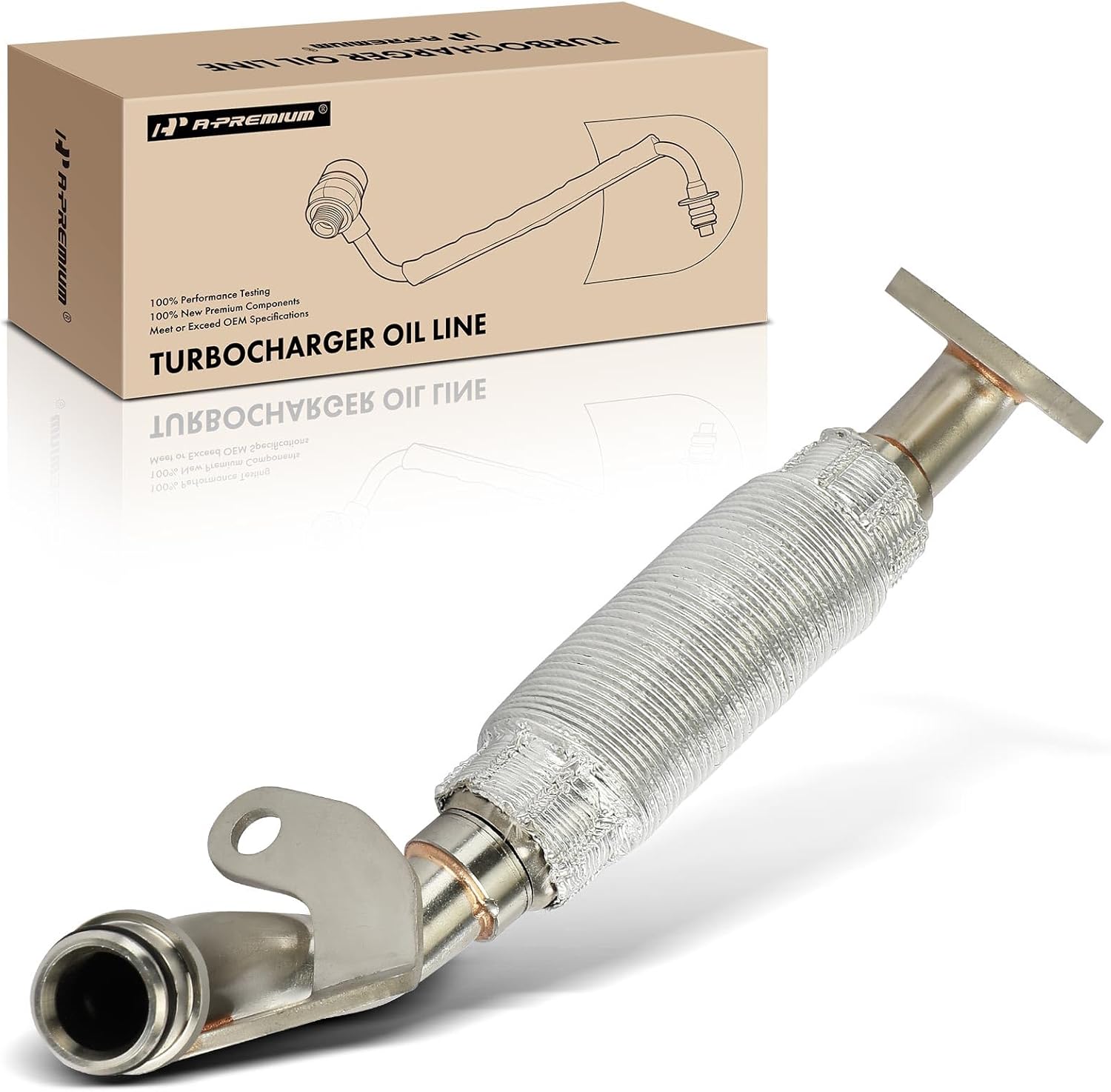 A-Premium Turbocharger Oil Line Compatible with BMW 335i 2007-2010, 335i xDrive 2009-2010, 335is 2011-2013, 335xi 2007-2008, X6 2008-2010, 1 Series M 2011, 135i 2008-2010, Z4, 3.0L, Rear Side