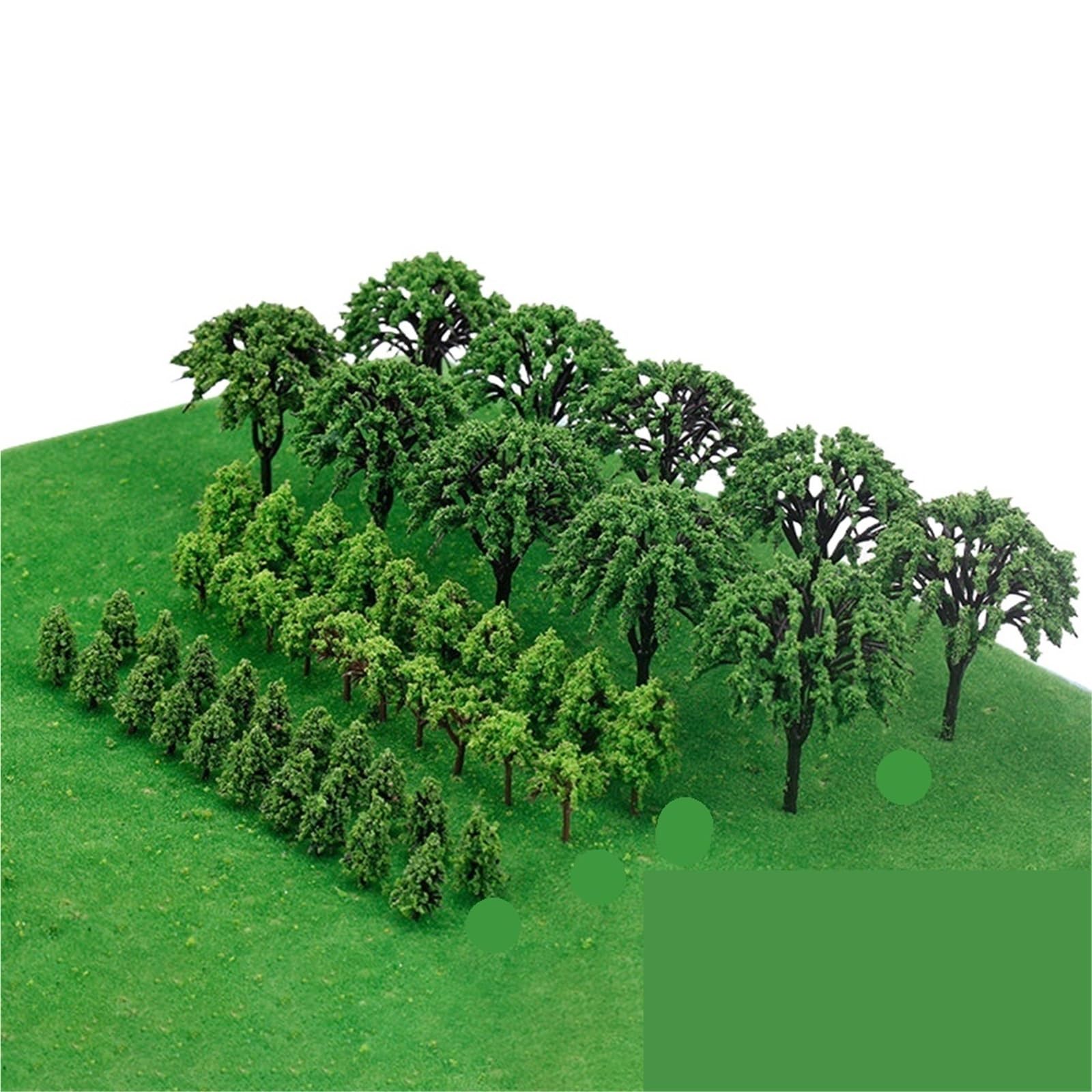 DUNSBY Model Trees 50pcs Miniature Trees Model Train Railroad Scenery Landscape Scale Accessories DIY Architectural Sand Table Models(Color-02)