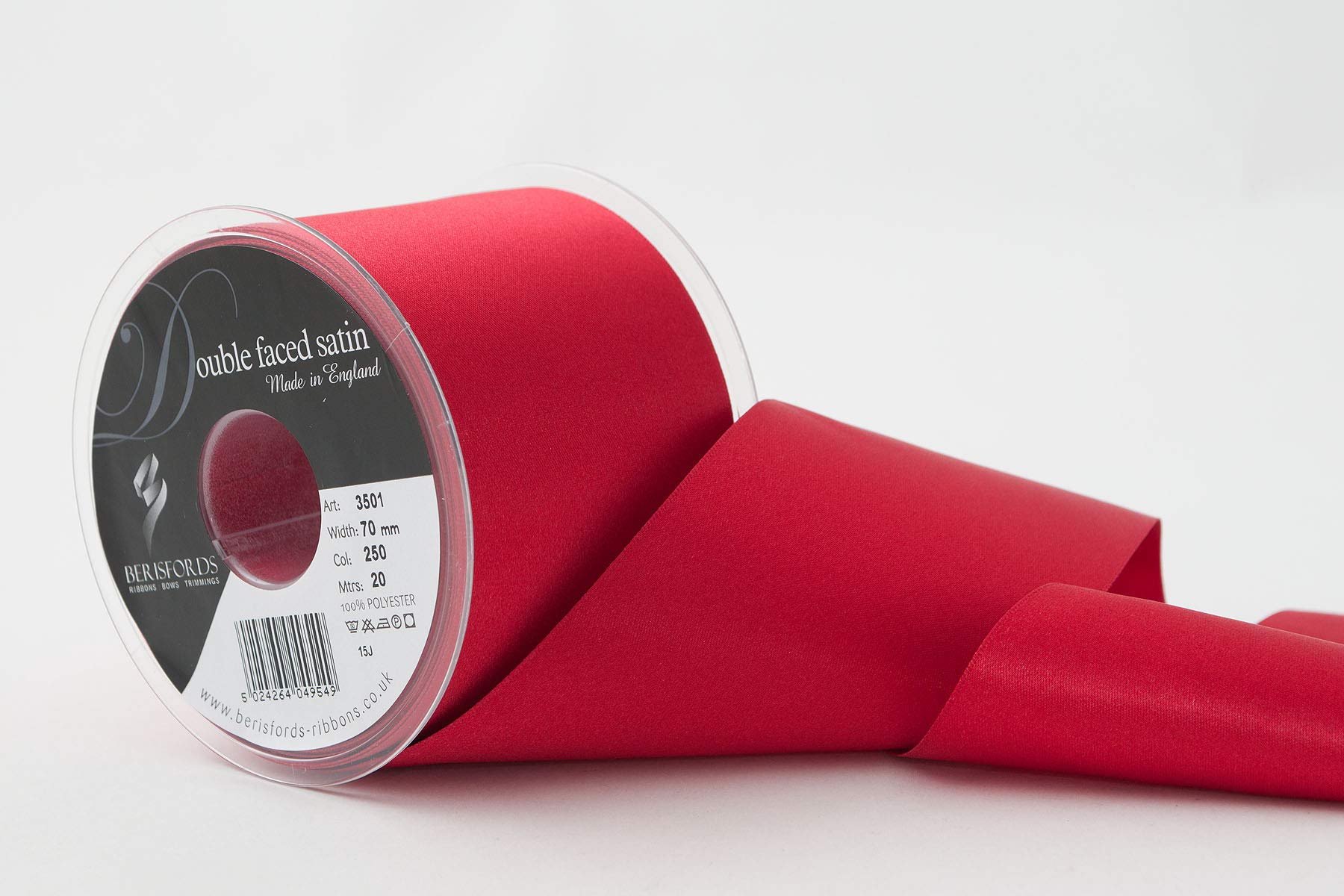 Berisfords 250 Red Double Faced Satin Ribbon