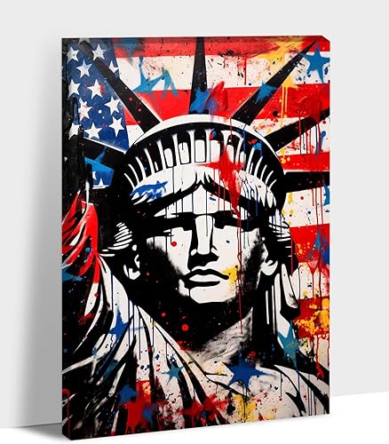 ANRUOXI Arte de pared de graffiti de la Estatua de la Libertad, impresión digital en lienzo de la ciudad de Nueva York, pintura de póster de