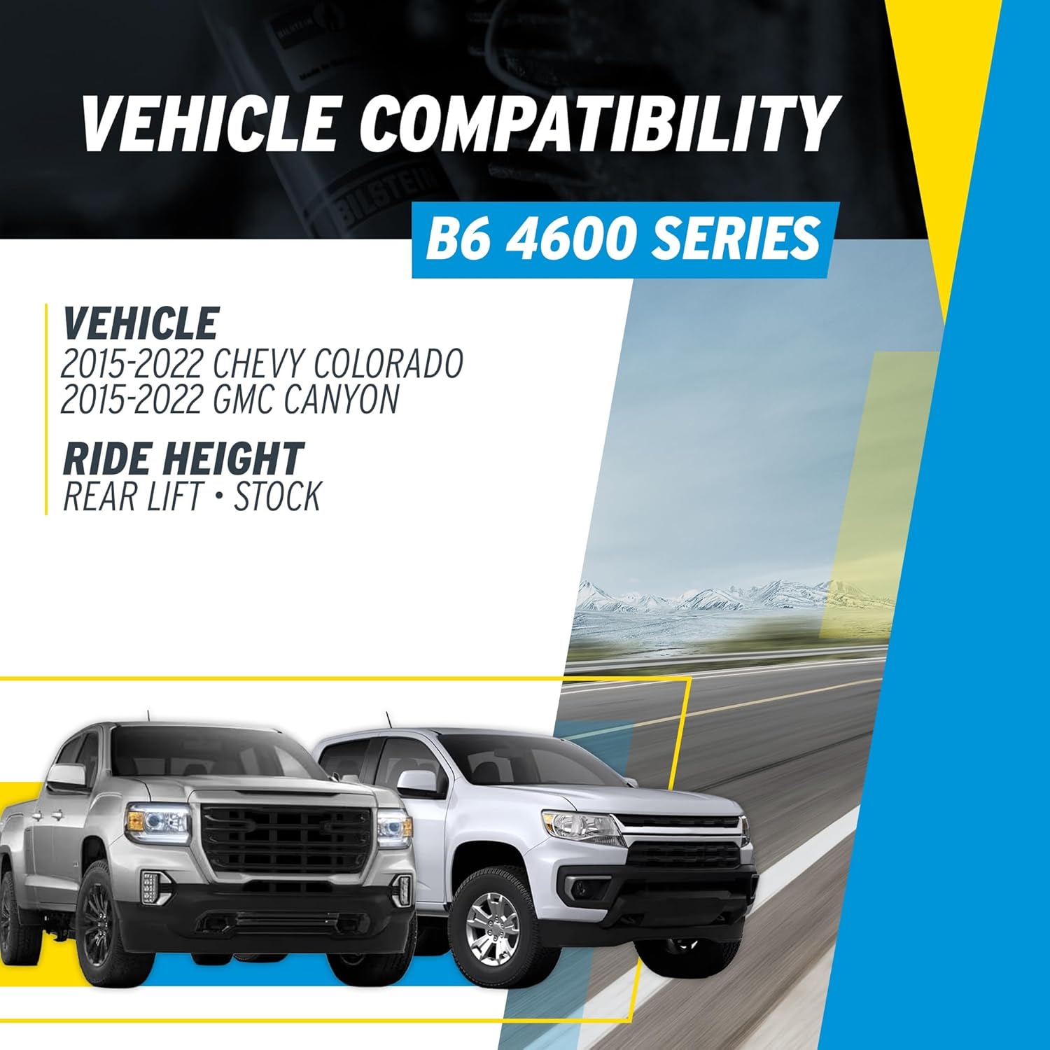 Bilstein Pair of Rear B6 4600 Series Shocks Compatible with 2015-2022 Colorado/Canyon with 0" Rear Lift | Easy Installation | Smooth Performance | Built to Last