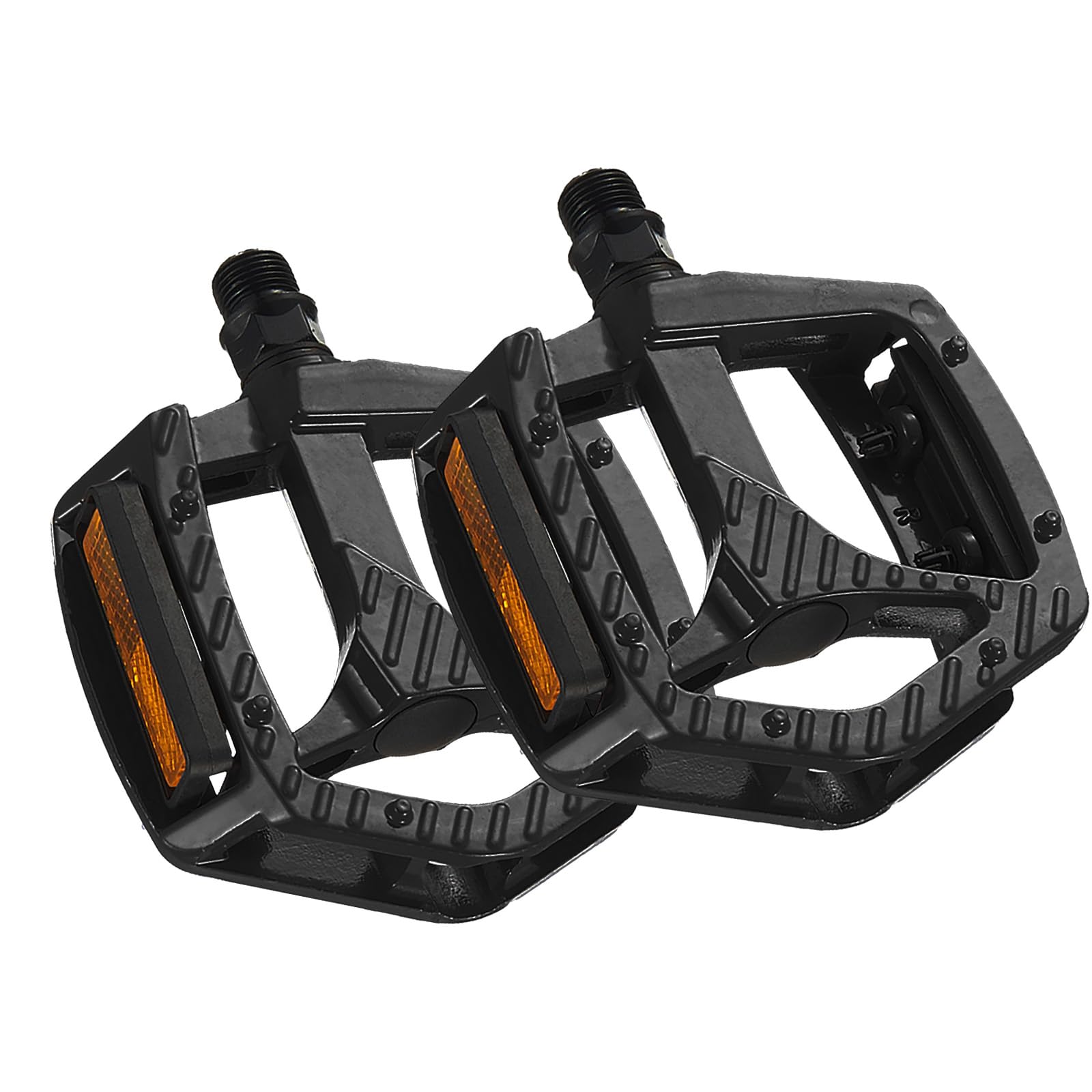 YIUBCZOQI Road/Mountain Bike Pedals 3 Bearings Bicycle 9/16 pedals Aluminum Alloy CNC Machined Flat Pedals with Anti-Skid Nails and Reflectors Black