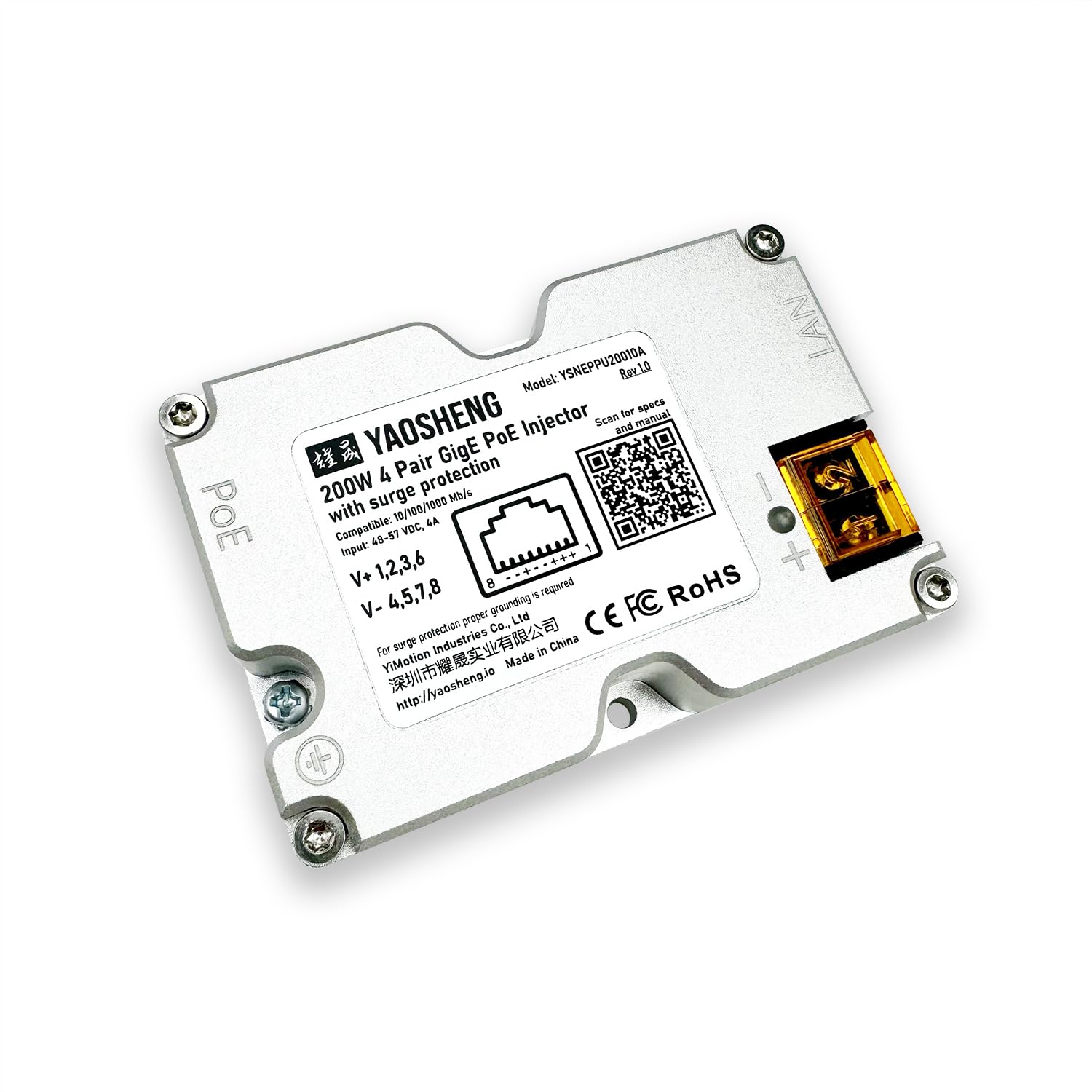 200W PoE Injector with Comprehensive Protection for All Standard Starlink Models.