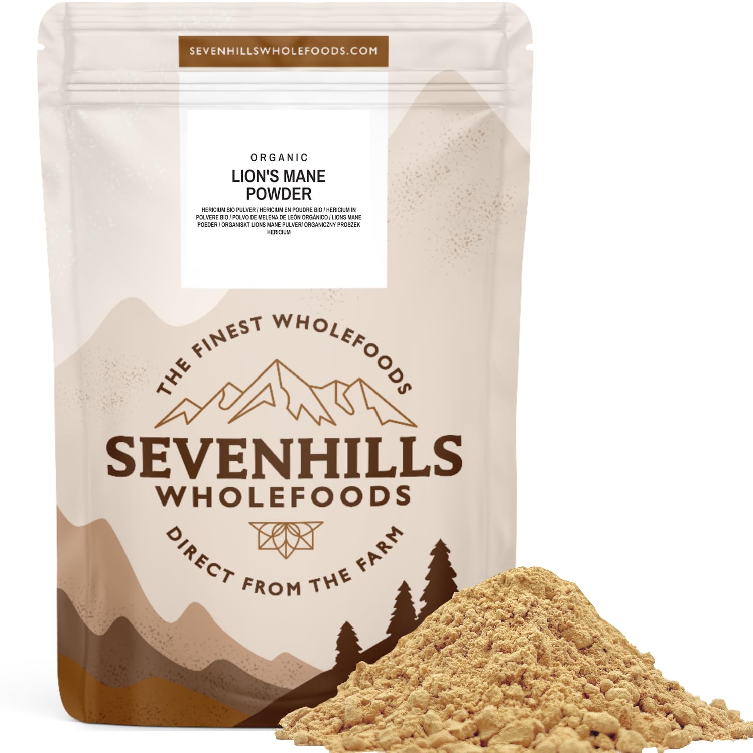 Sevenhills Wholefoods Organic Lion's mane powder (Hericium Erinaceus) 100g, lion's mane mushrooms