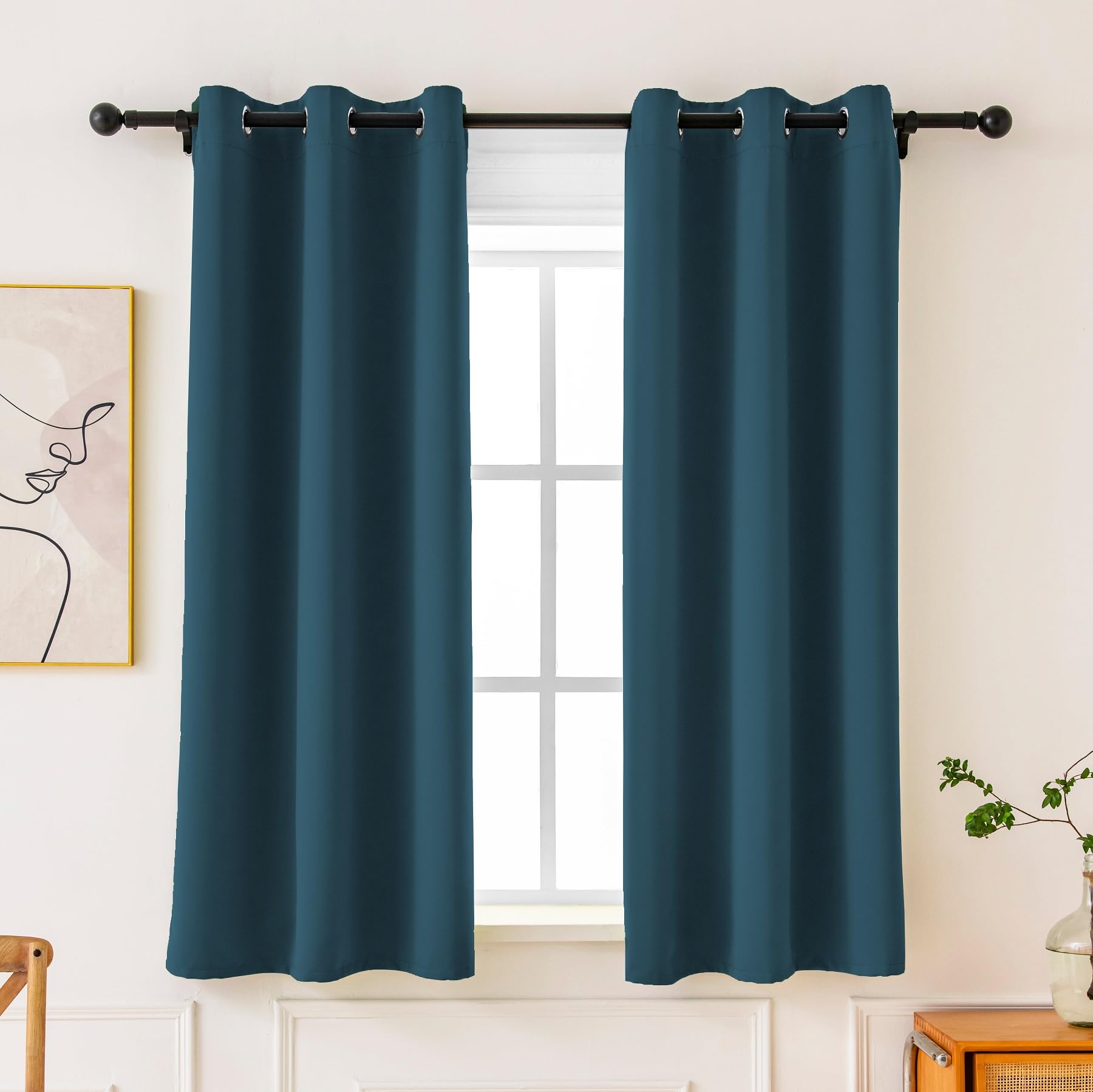 Pickluc Grommet Blackout Curtains 54 Inches Long 2 Panels, Light Blocking Window Drapes for Bedroom, Thermal Insulated, Noise Reduction, 42" Wide x 54