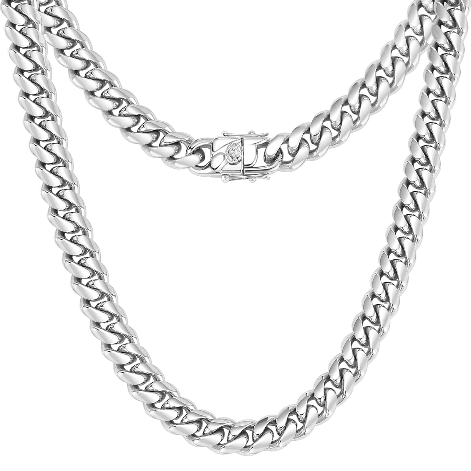 CaptainSteeLMiami Cuban Link Chain Necklace for Men/Women,316L Stainless Steel/Gold Plated 12MM Width 18"/20"/22"/24" Length,Thick Chain for men Hip Hop Jewelry with Gift Box