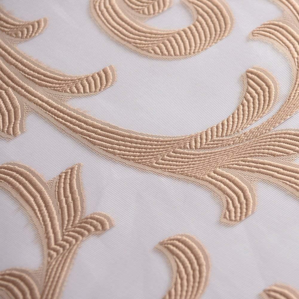 NAPEARL Window Decoration Bundle | 1 Jacquard Swags Curtains and 1 Pair Matching Sheer Curtains 96 Inches Long