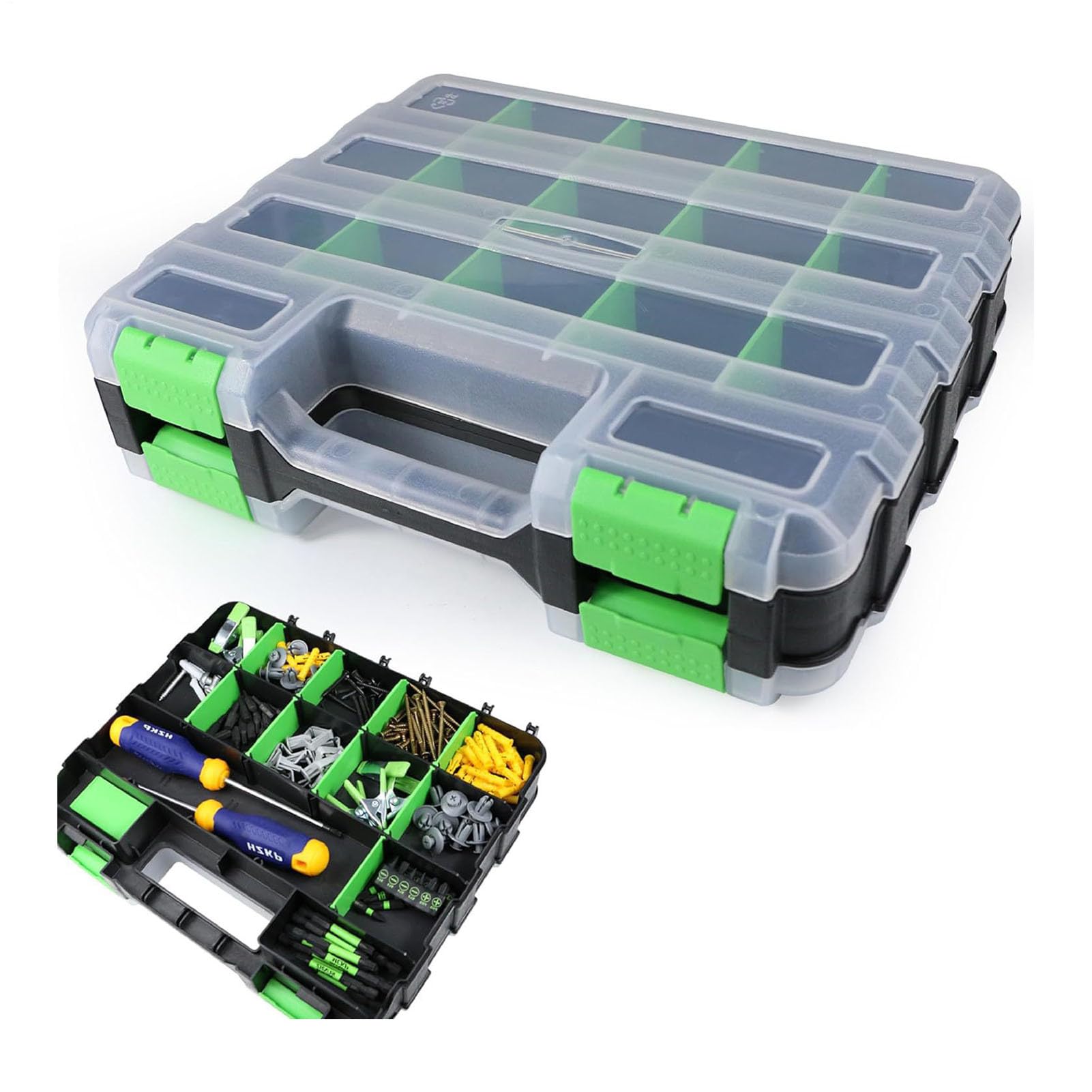 Organizer Do Skrzynek Na Narzędzia Dwustronny organizer z 34 przegródkami | Organizer Do Wierteł Śrub i Nakrętek Do Przechowywania Elementów Elektroniki Biżuterii Oraz Akcesoriów