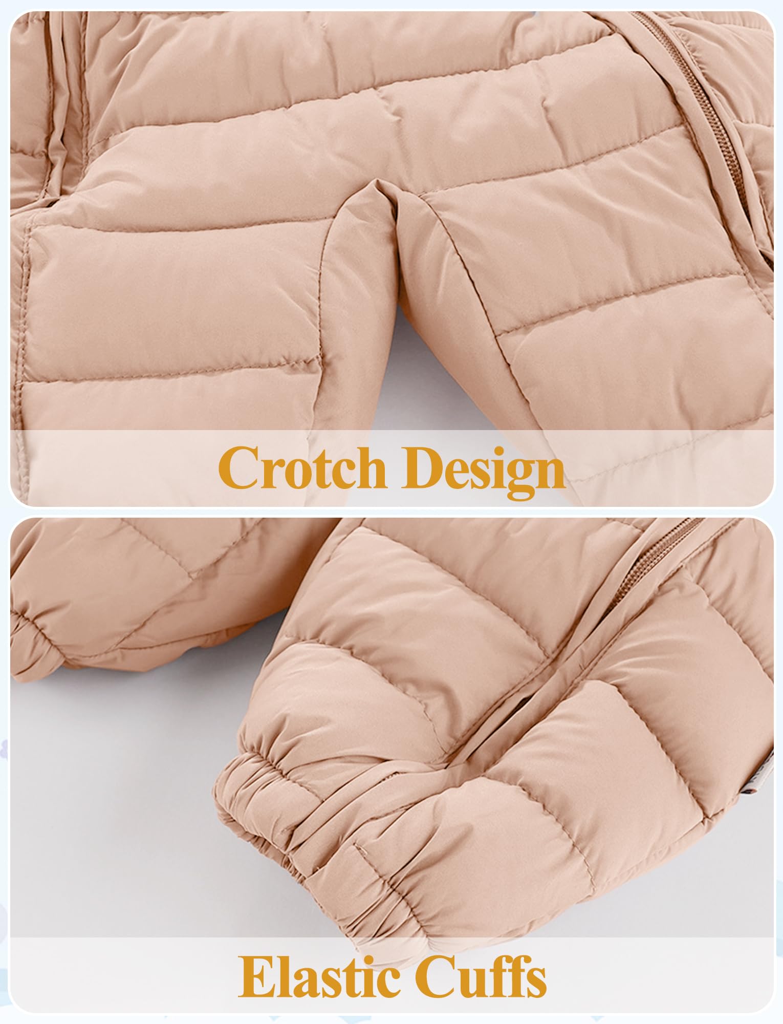 Maeau Combinaison de Neige Ski Bébé Nouveau Né Fleece Manteau à Capuche Bébé Garçon Fille Body Barboteuse Hiver 0-24 mois Snowsuit avec Double Fermeture Éclair Grenouillère Chaud Bébé Fille Garçon