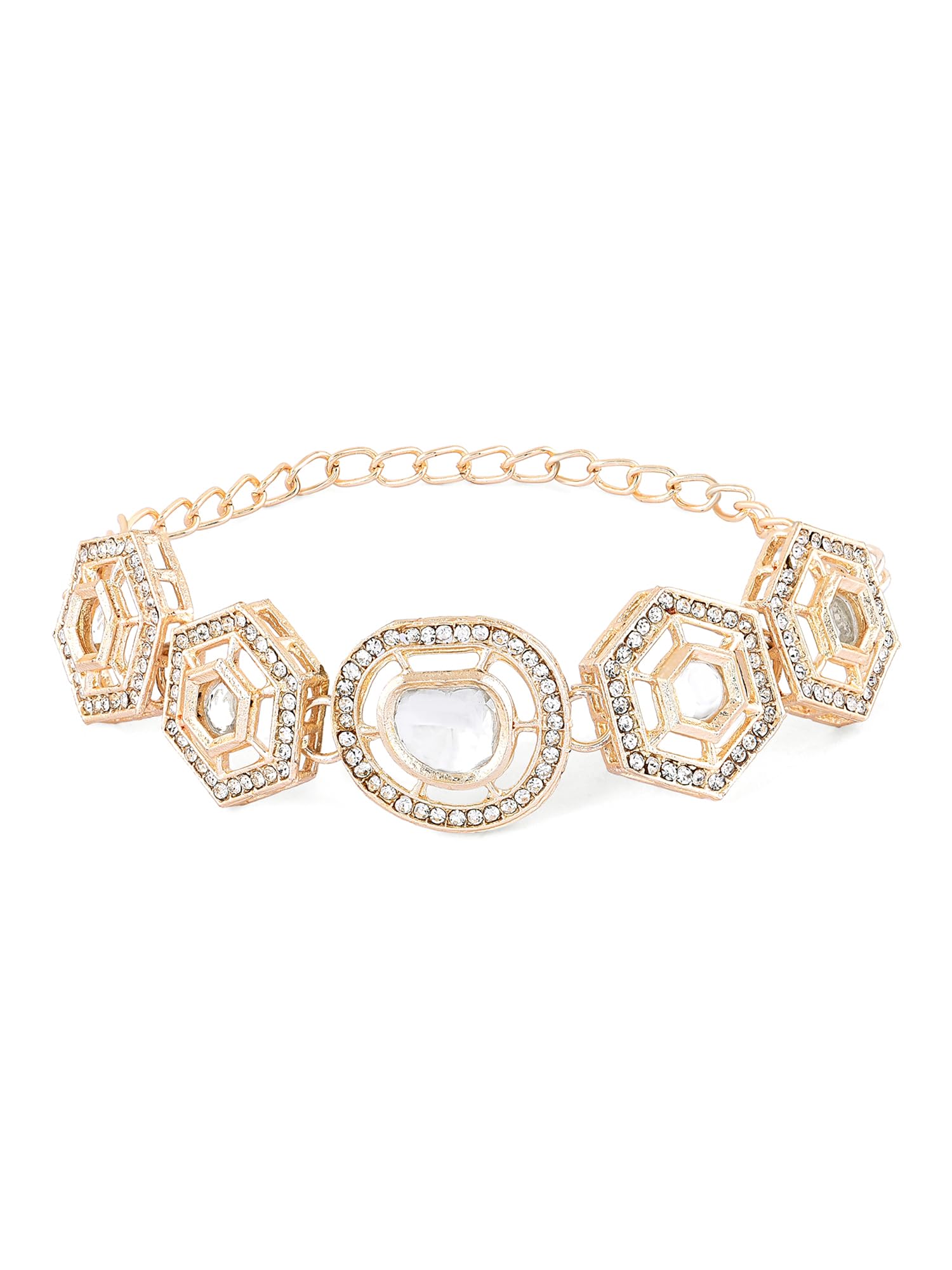 ZAVERI PEARLS Gold Tone Pentagon Stones & Dazzling Austrian Diamonds Ethnic Bracelet For Women-ZPFK16488 (B0CGHWZQXL) Amazon Price History, Amazon Price Tracker