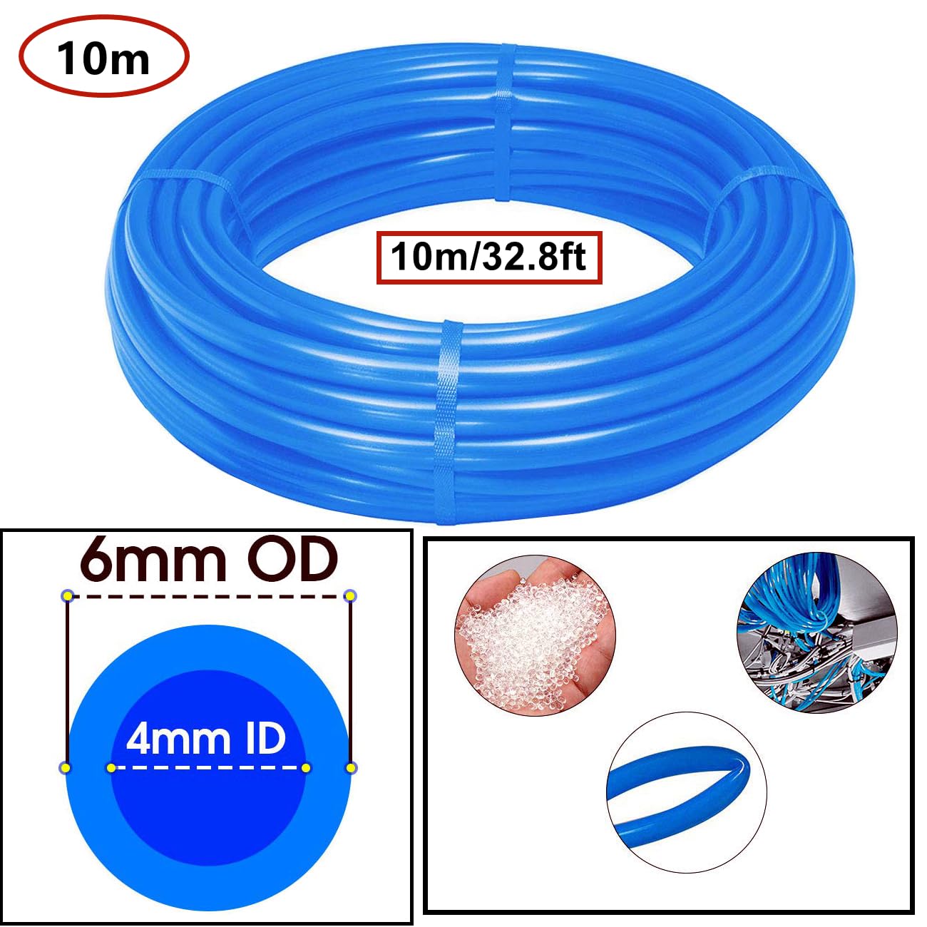 HUAZIZ Kit Tuyau Pneumatique Polyuréthane 10m 8mm Bleu + 14 Raccords Rapides Push-to-Connect – Ultra Flexible & Robuste