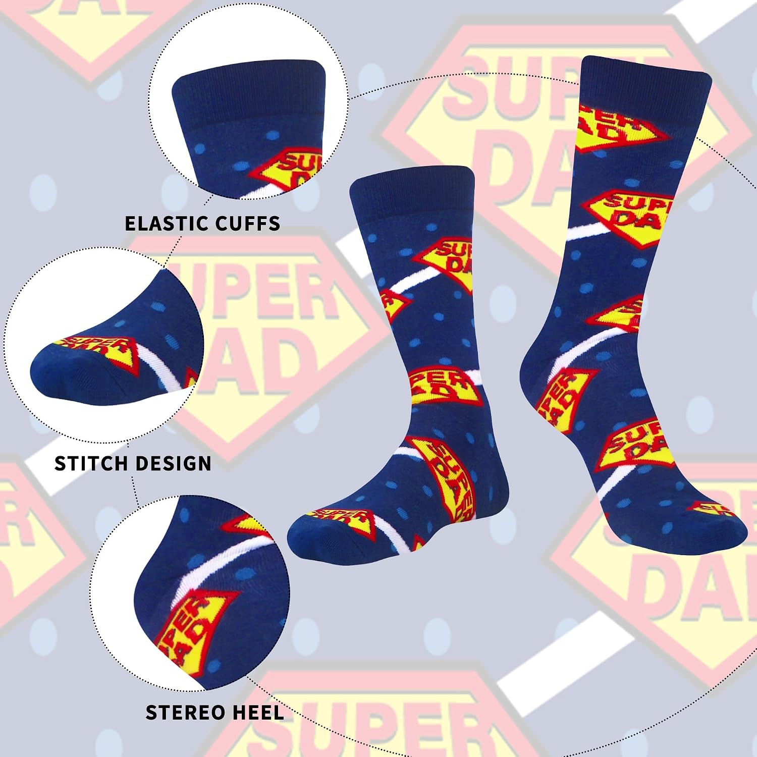 WeciBor Men's Funny Novelty Crew Socks, Cotton Casual Dress Socks Multi Pack with Fun Colorful Patterns, Size 7-15