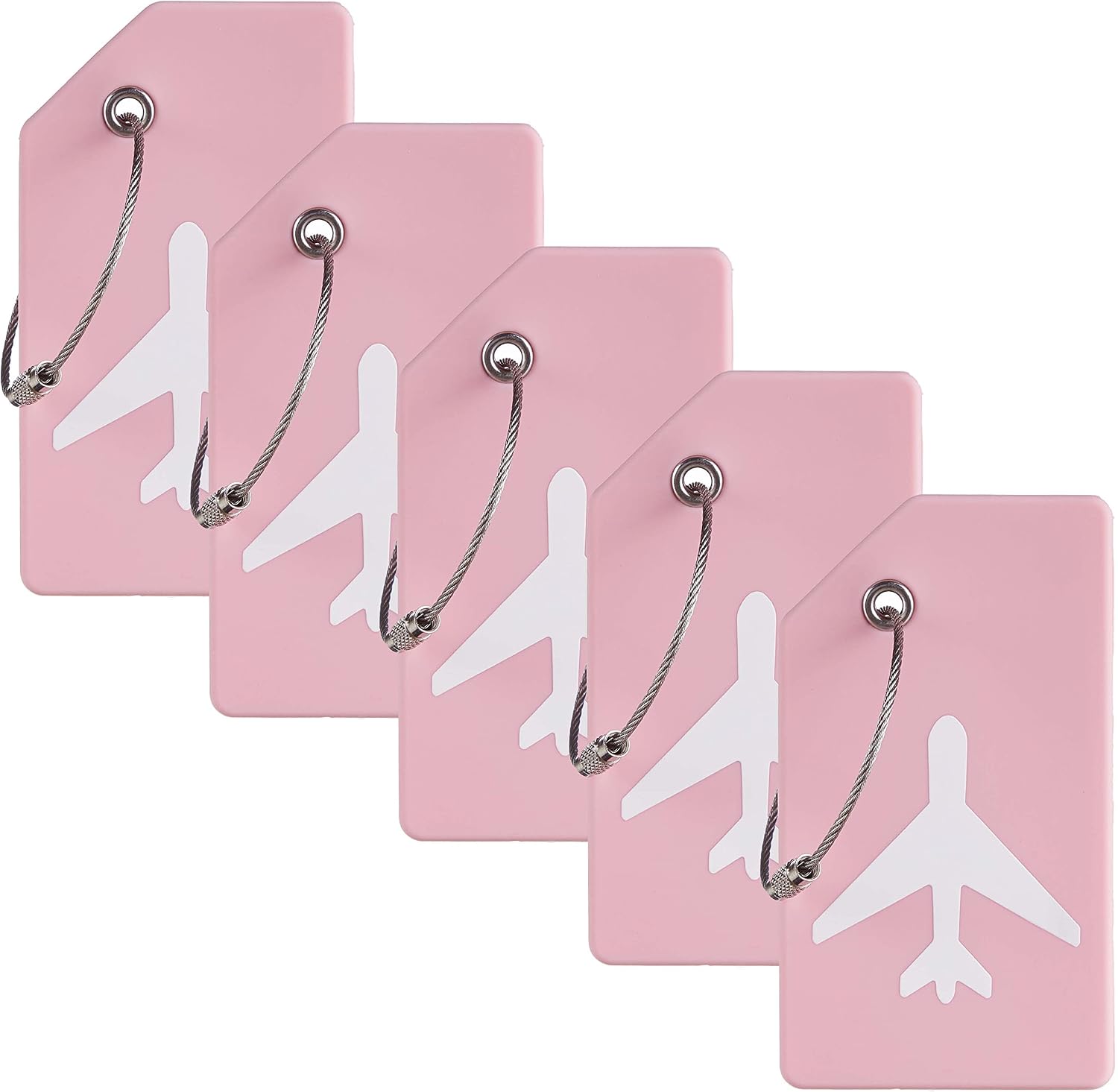 5 Pack Silicone Luggage Tag Baggage Handbag School Bag Suitcase Instrument Tag Label by Gostwo（Pink）